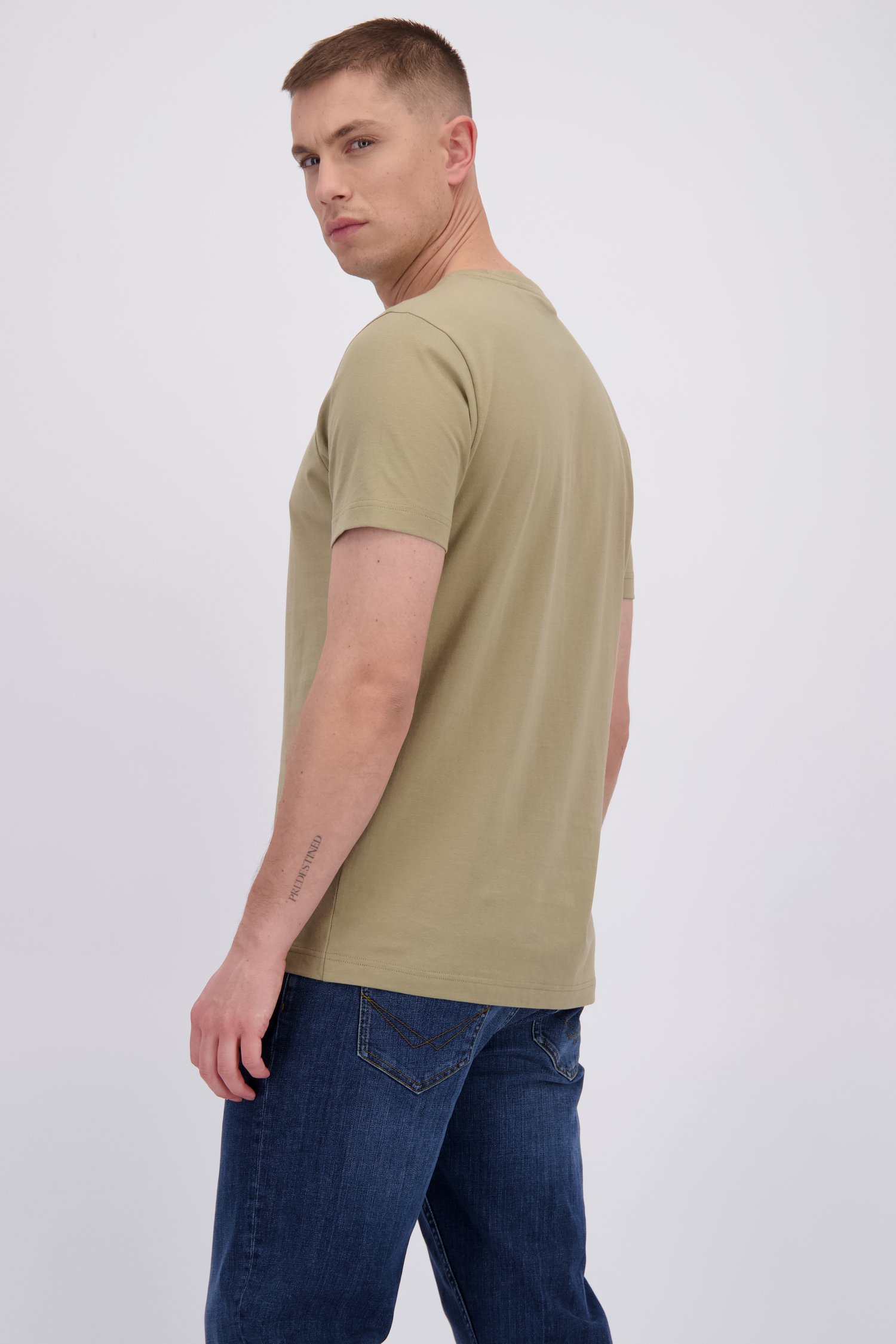 Achterkant van Beige T-shirt met ronde hals door Liberty Island voor Heren