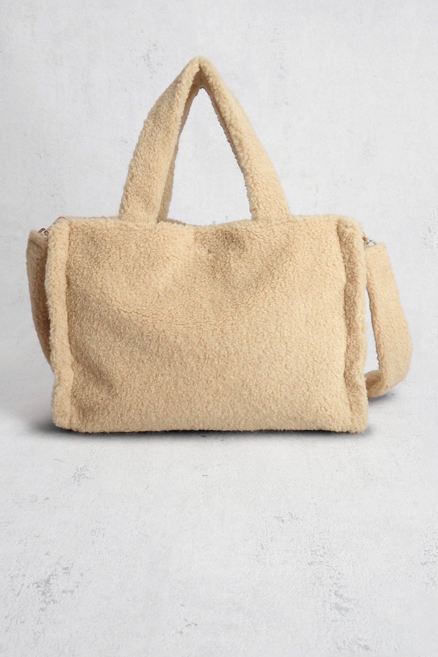 Achterkant van Beige teddy handtas door Liberty Island voor Dames
