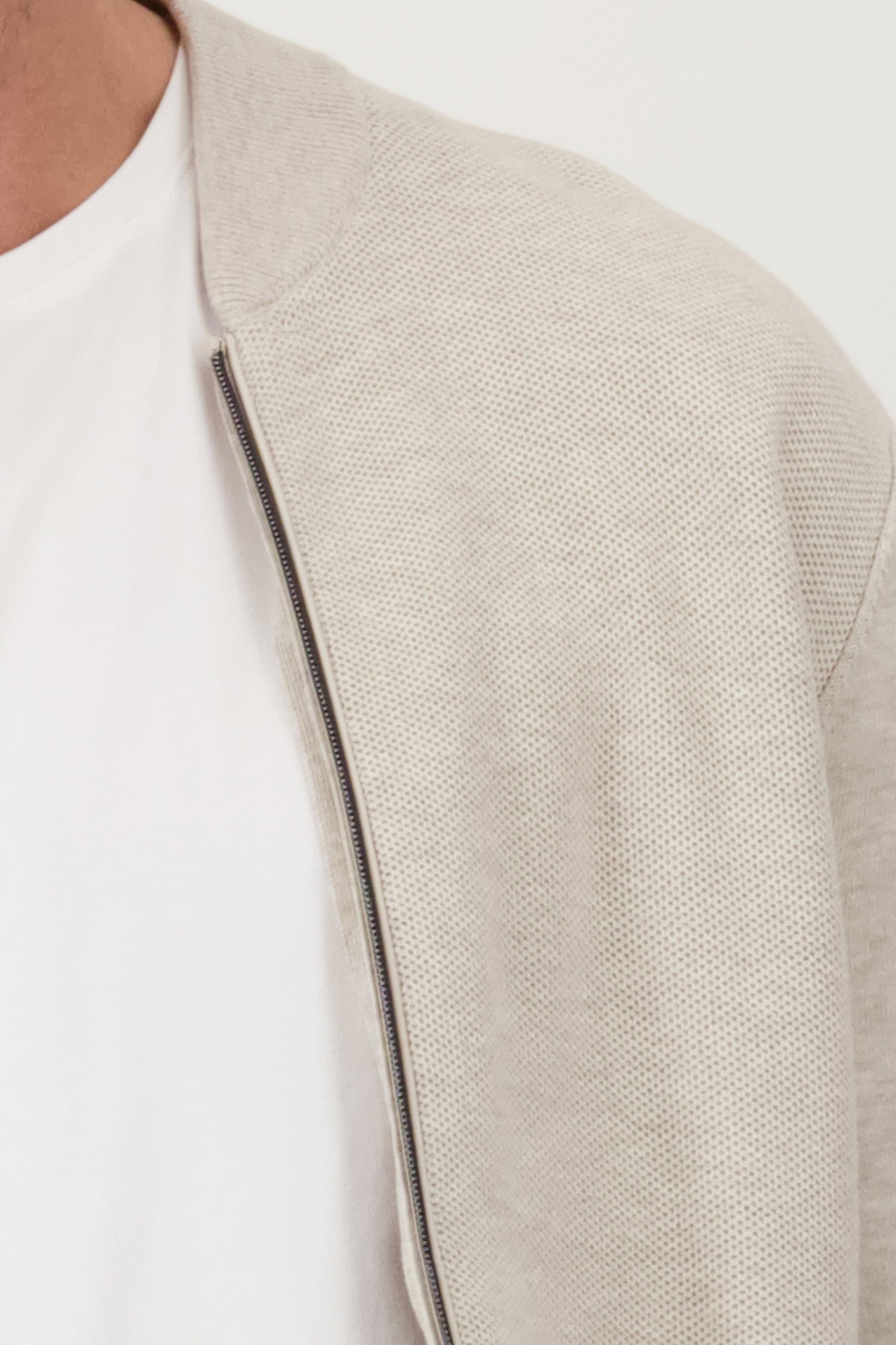 Beige tricot cardigan met rits van Dansaert Blue voor Heren