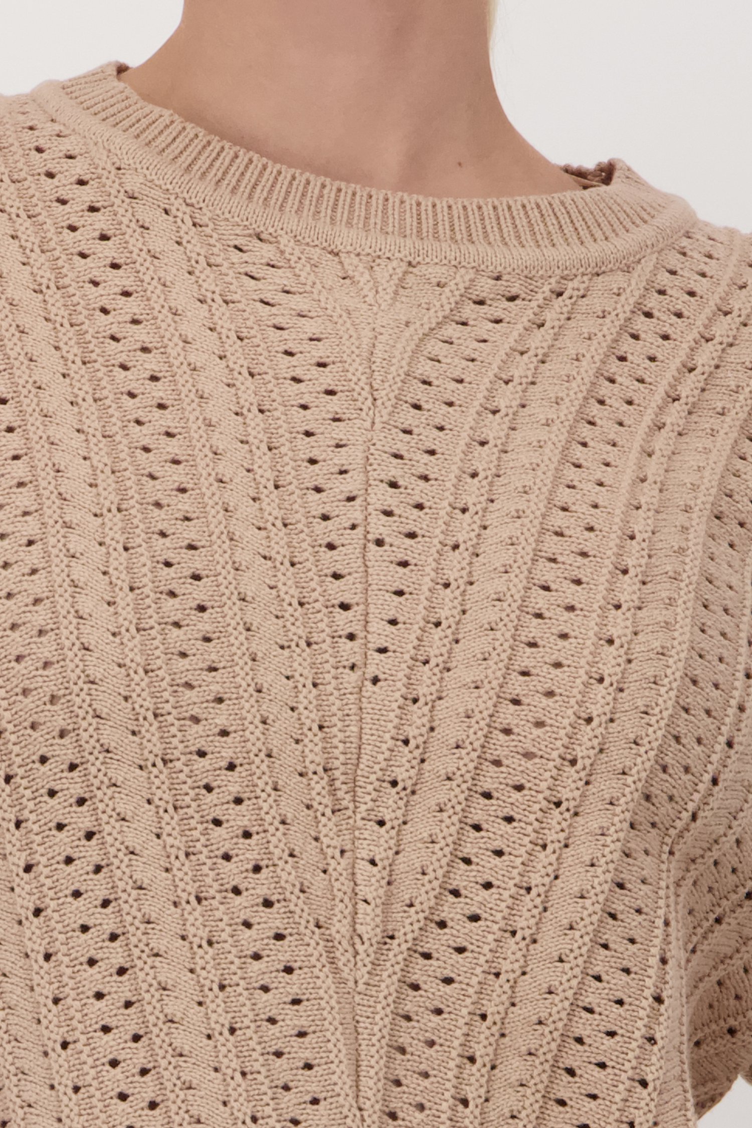 Beige trui met ajourmotief van Liberty Island voor Dames