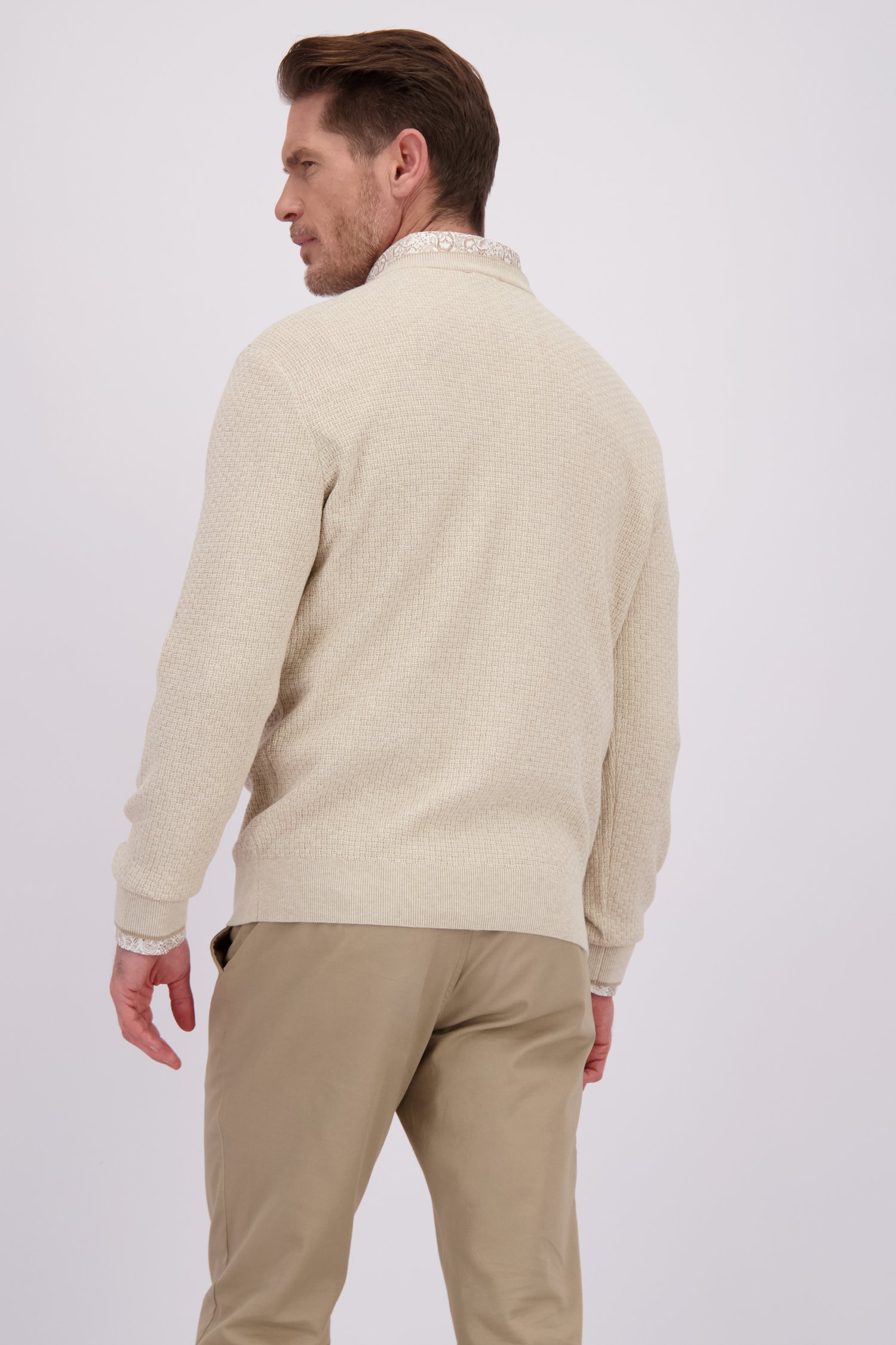 Achterkant van Beige trui met rotanstructuur door Dansaert Blue voor Heren