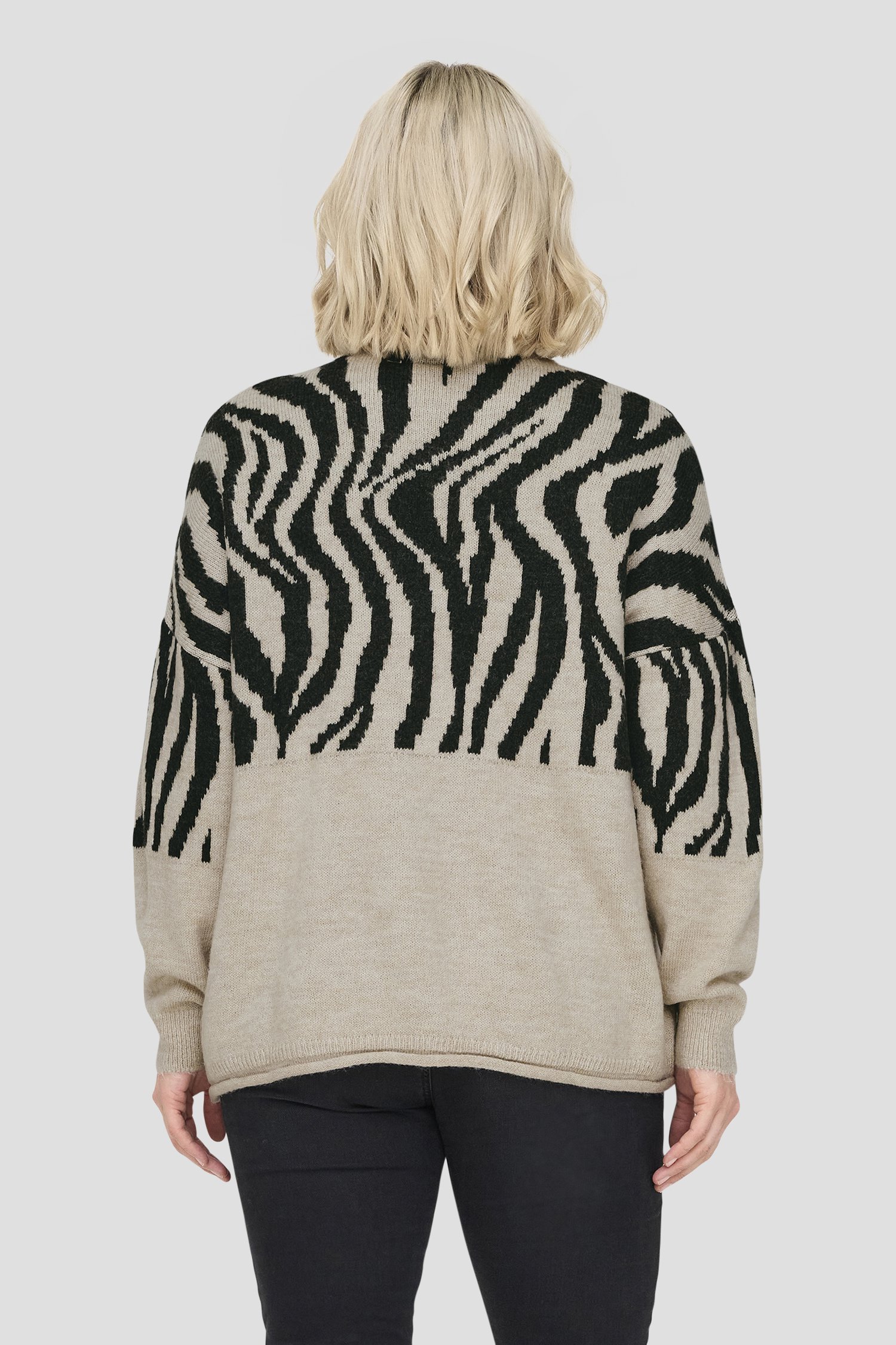 Beige trui met zwarte zebra print van Only Carmakoma voor Dames