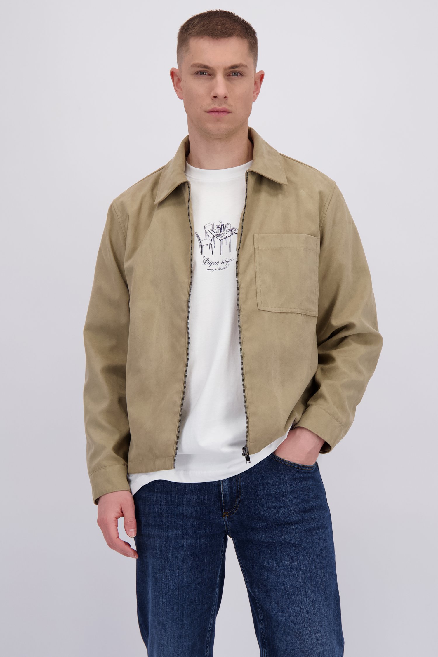 Voorkant van Beige vestje in faux-daim door Only & Sons voor Heren