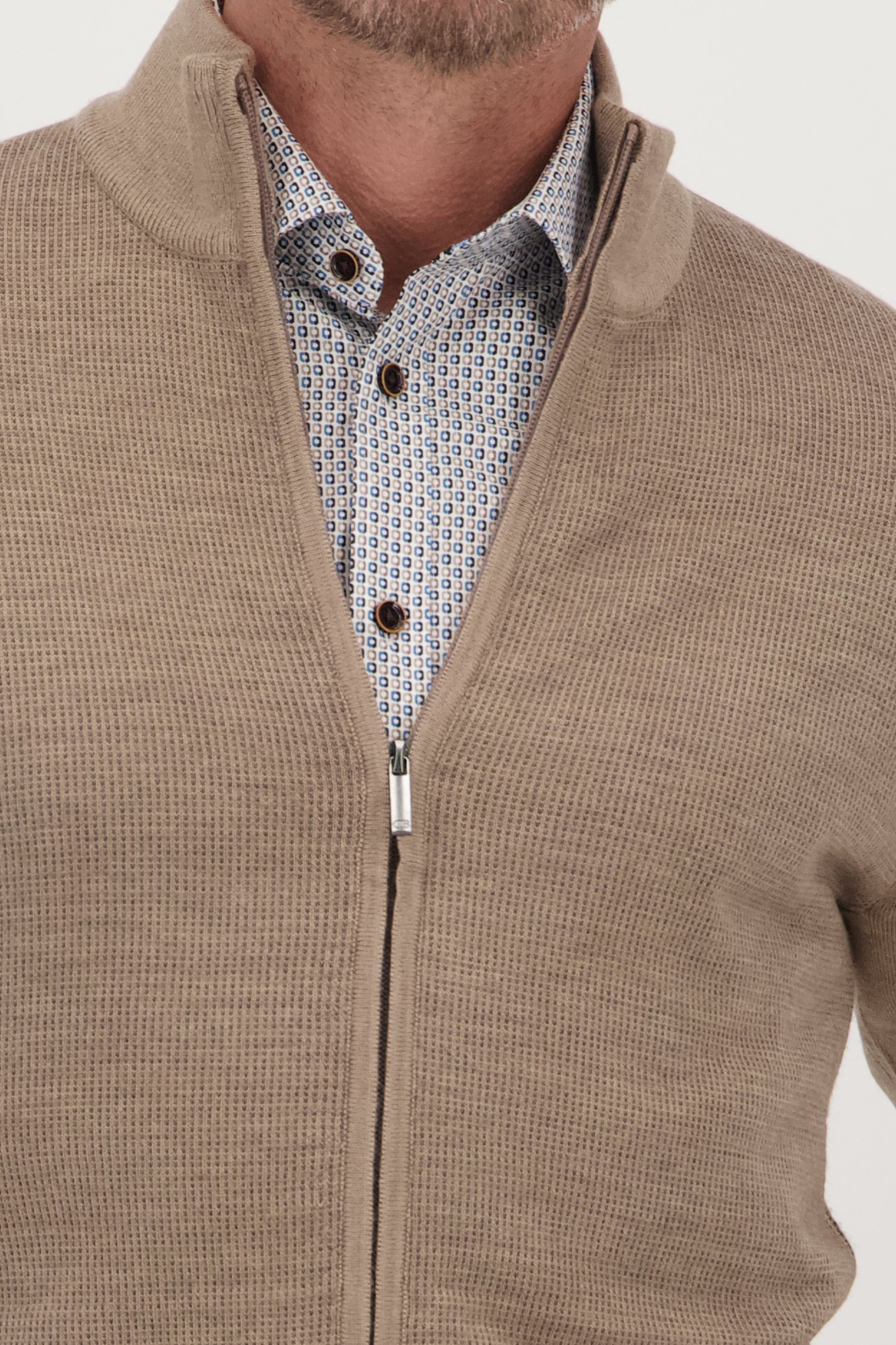 Beige wollen cardigan van Dansaert Blue voor Heren