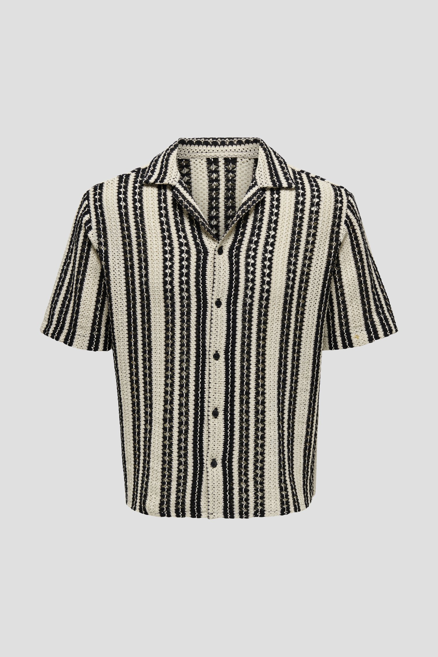 Beige-zwart gehaakt hemd - Regular fit van ONLY & SONS voor Heren