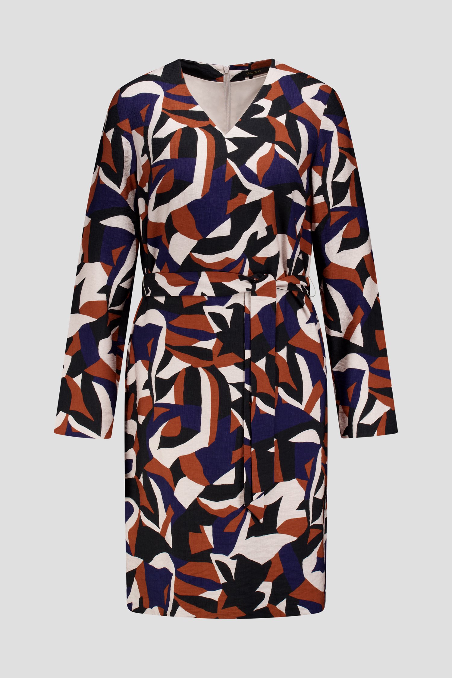 Productfoto 1 van Blauw-bruin kleed met lange mouwen door Claude Arielle voor Dames