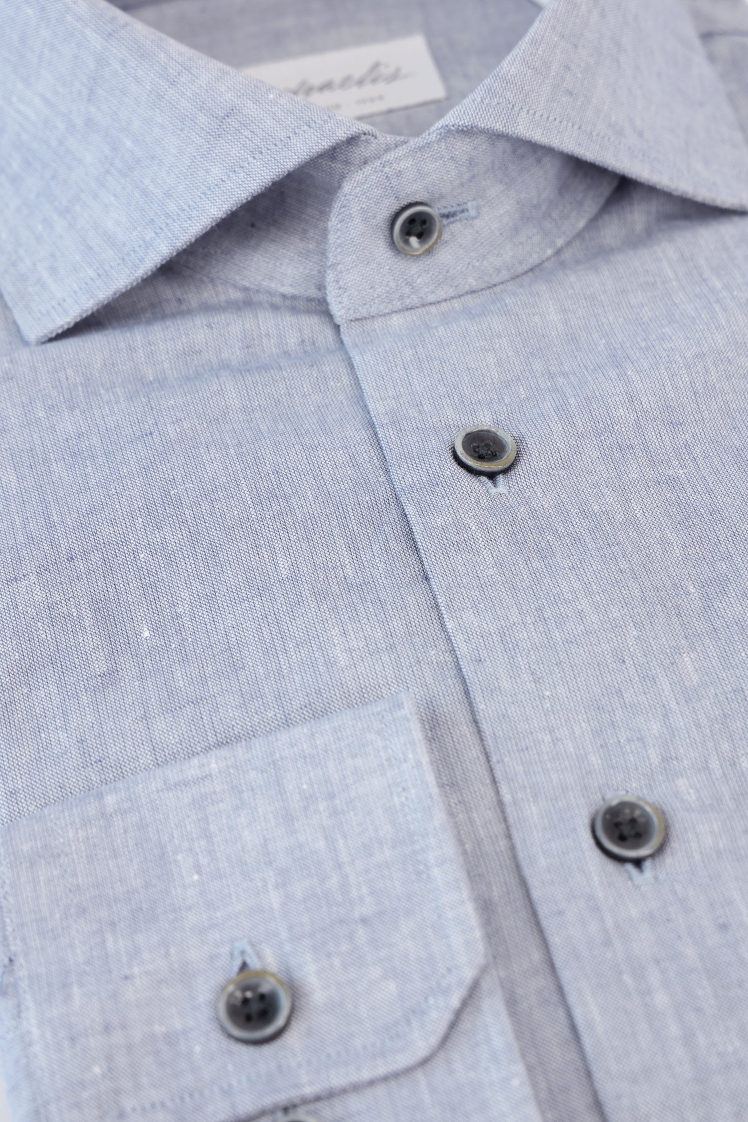 Blauw gemêleerd hemd - Slim fit van Michaelis voor Heren