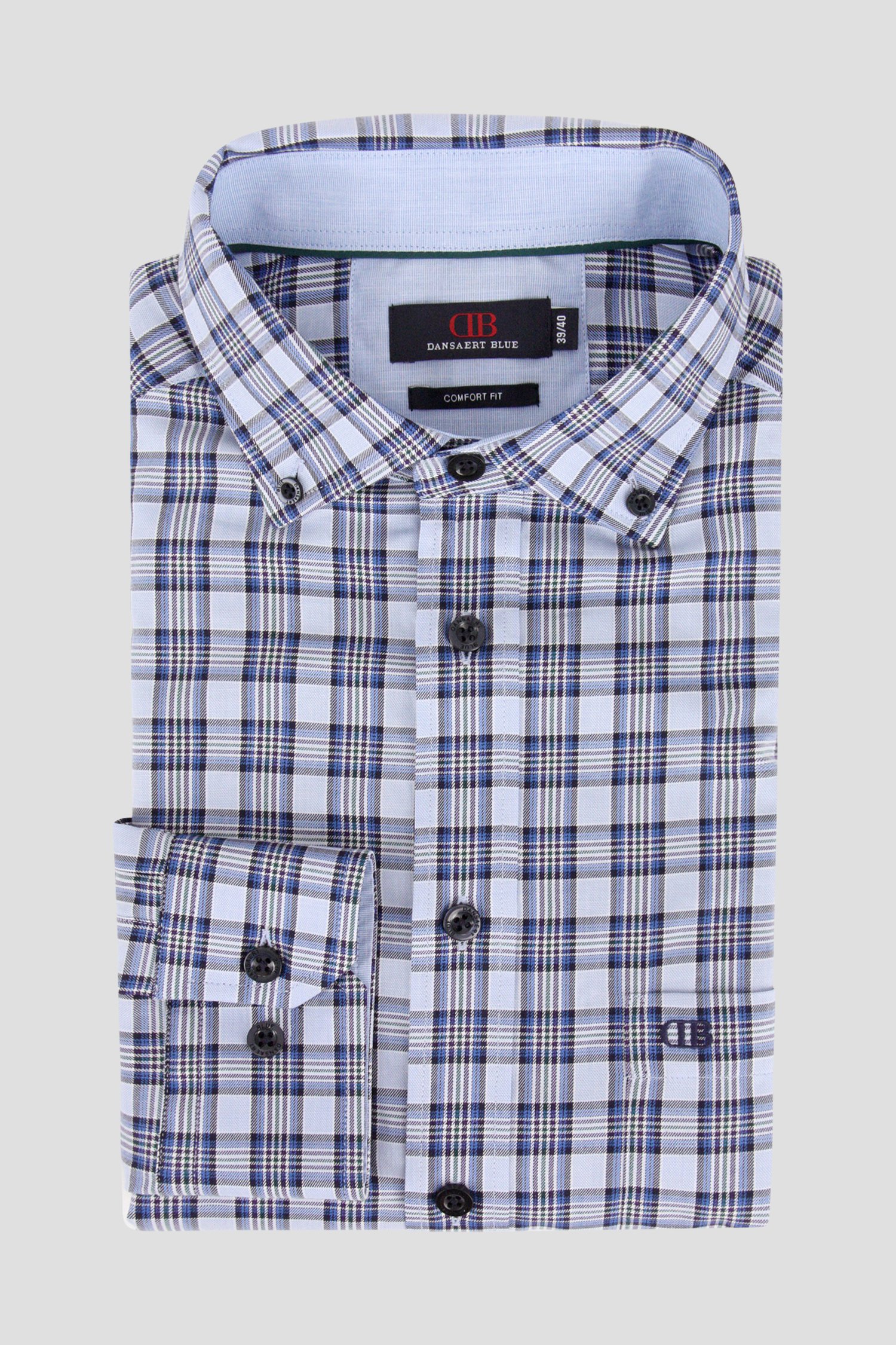 Blauw geruit hemd - comfort fit van Dansaert Blue voor Heren