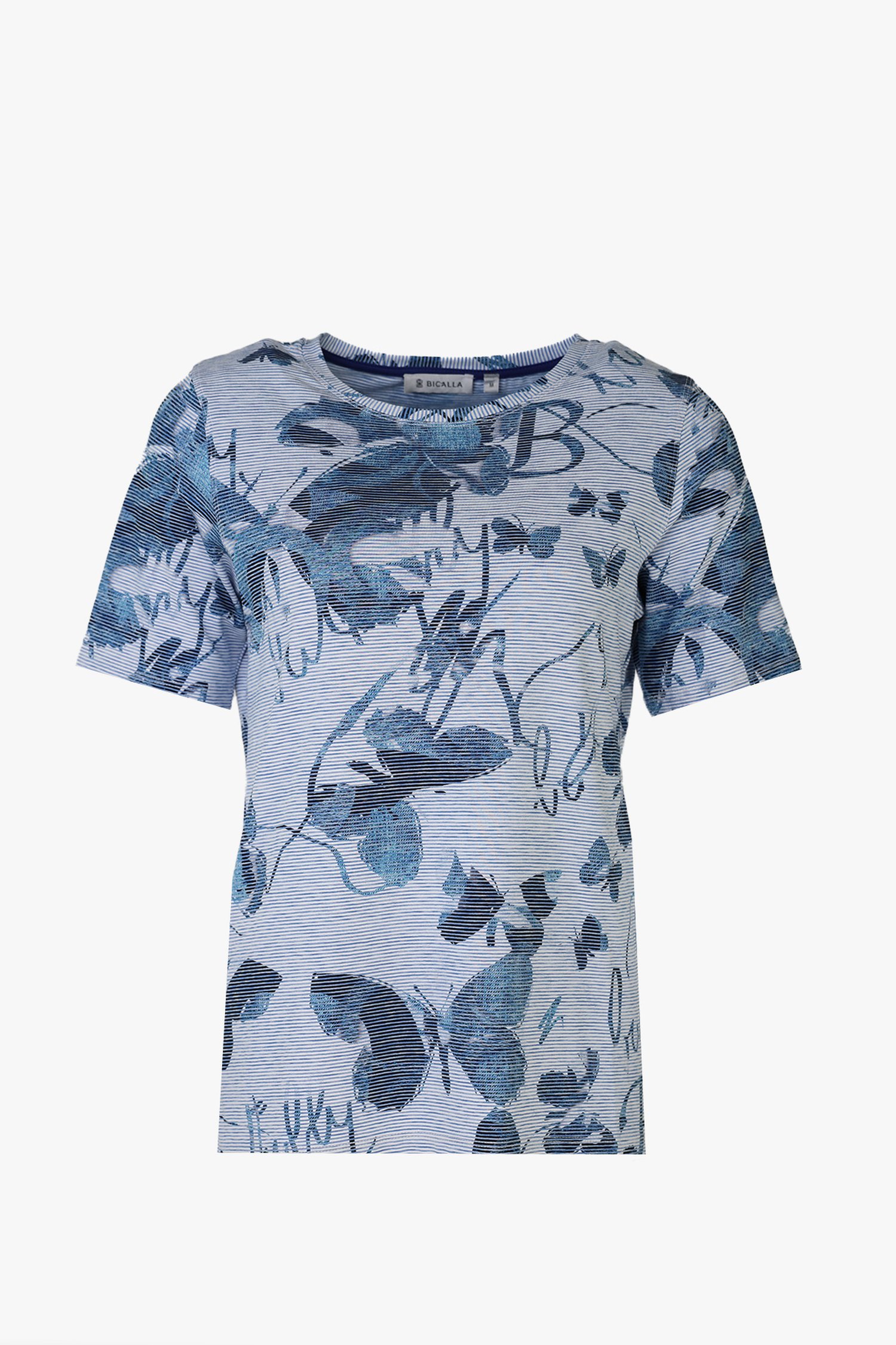 slijm Afwijken jam Blauw gestreept T-shirt met vlinders van Bicalla | 9741830 | e5