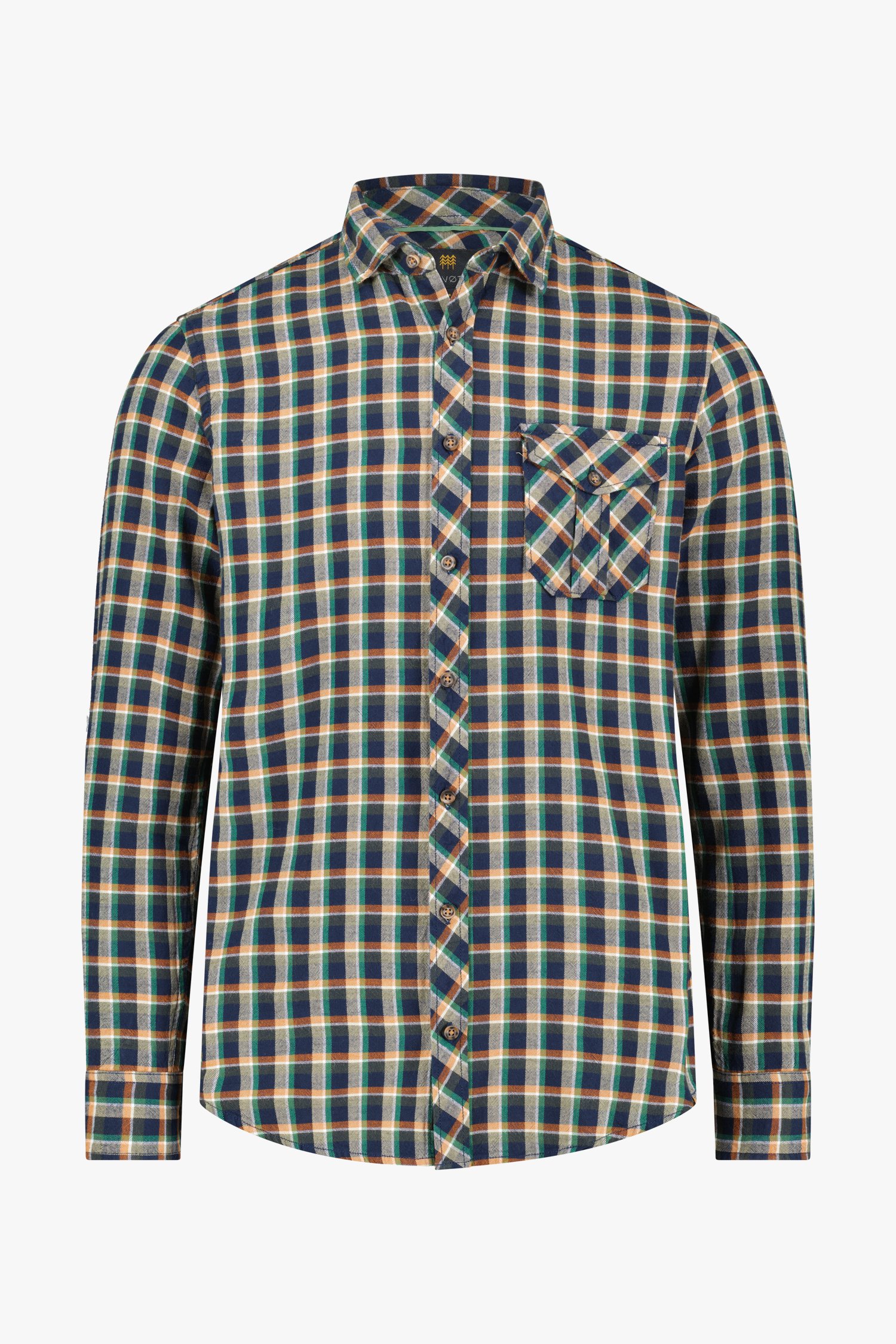 Blauw-groen geruit hemd - regular fit van Ravøtt voor Heren
