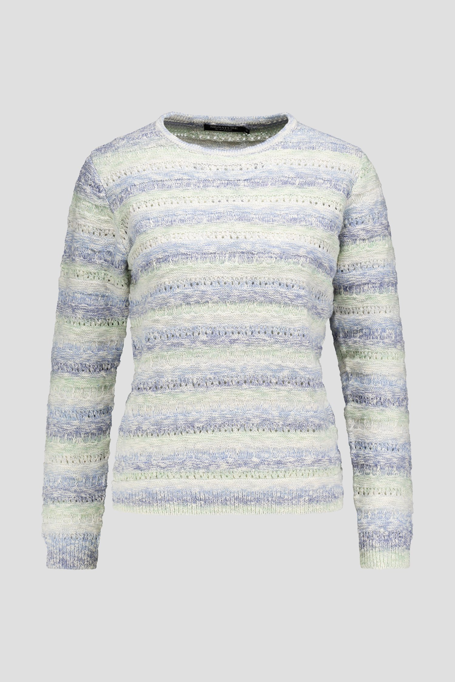Productfoto 1 van Blauw-groene ajour gebreide trui door Signature voor Dames