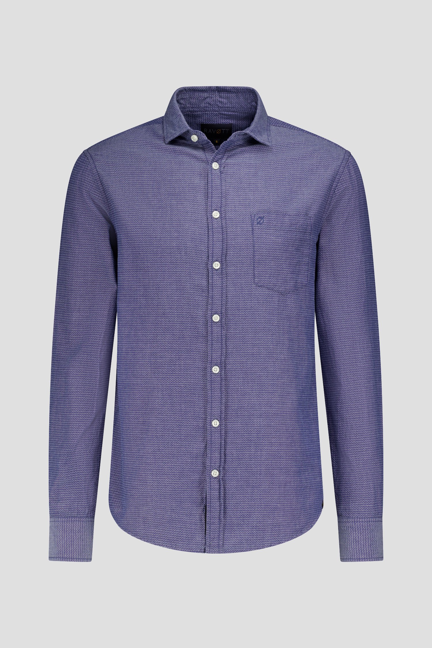 Blauw hemd met fijne print - Regular fit van Ravøtt voor Heren