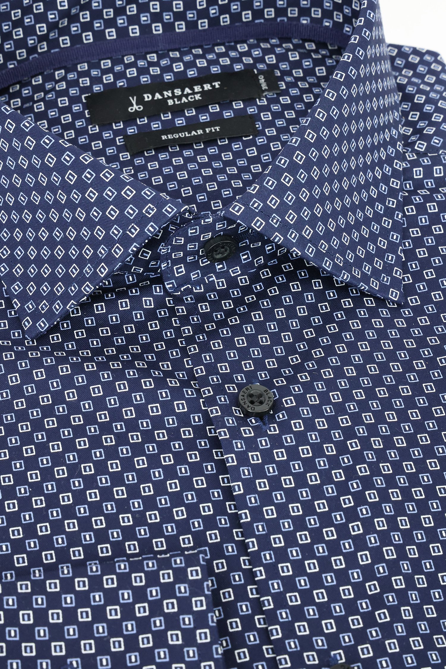 Productfoto 2 van Blauw hemd met vierkantjes - Regular fit  door Dansaert Black voor Heren