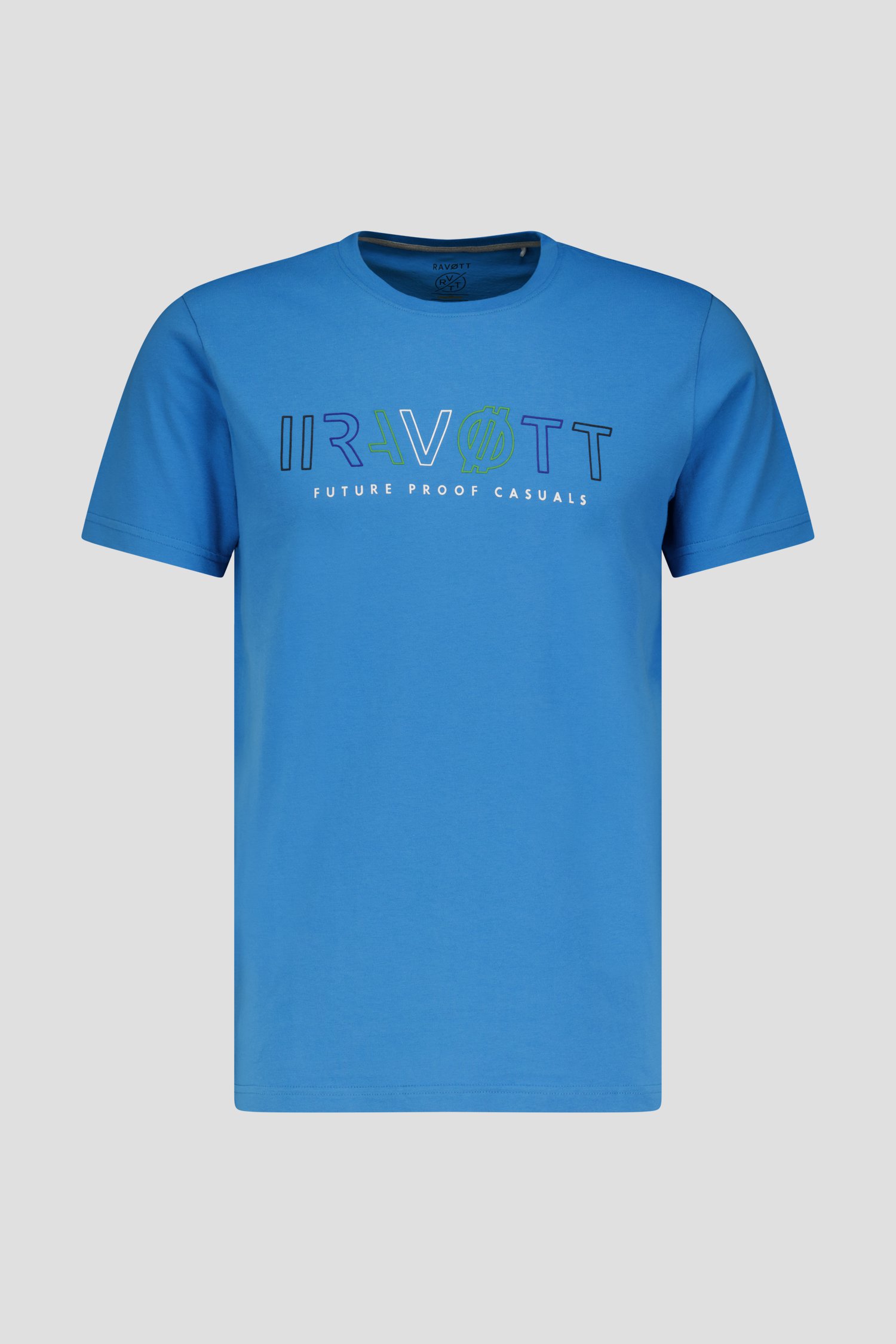 Blauw T-shirt met opdruk van Ravøtt voor Heren