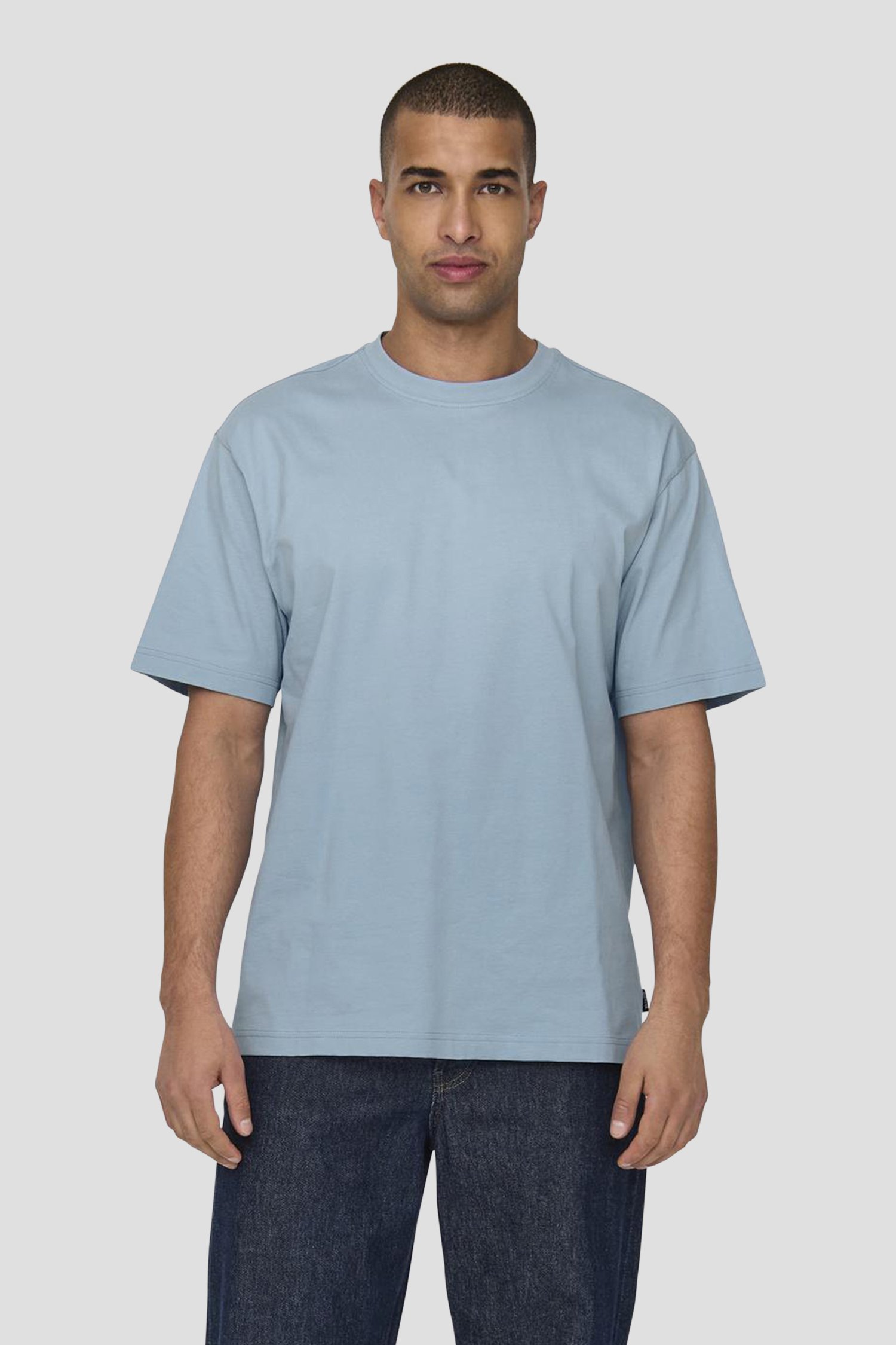 Blauw T-shirt met ronde hals van ONLY & SONS voor Heren