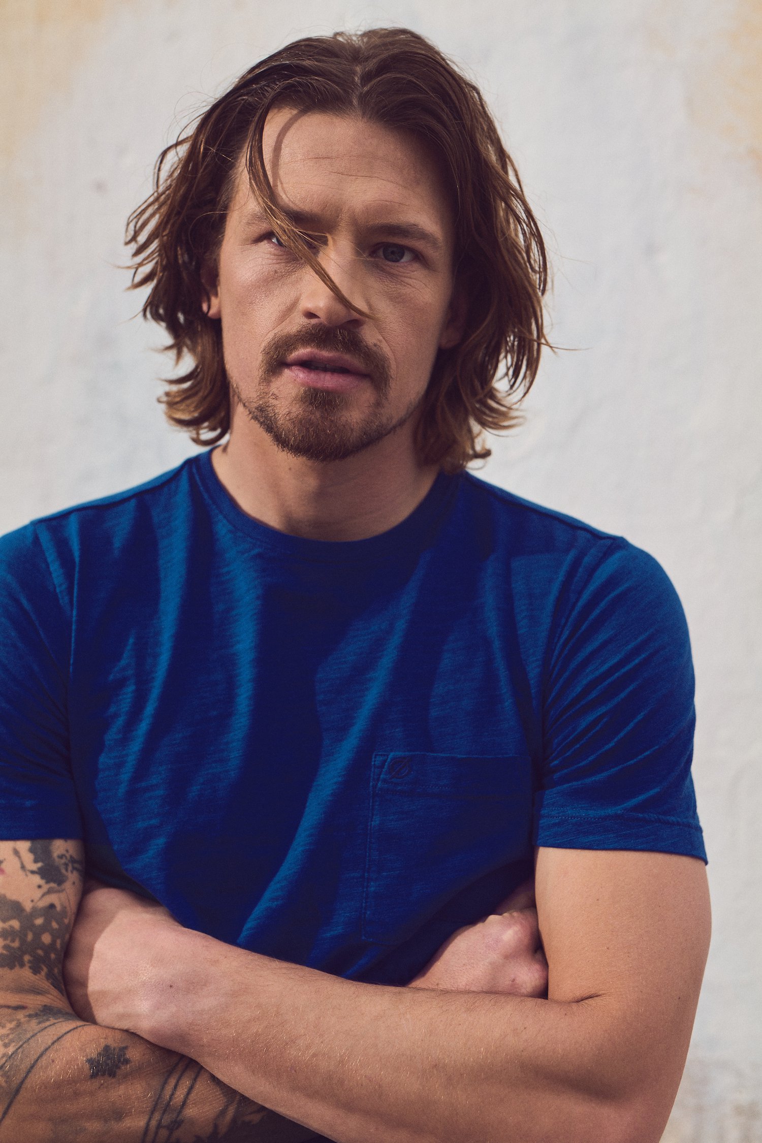 Blauw T-shirt met ronde hals van Ravøtt voor Heren