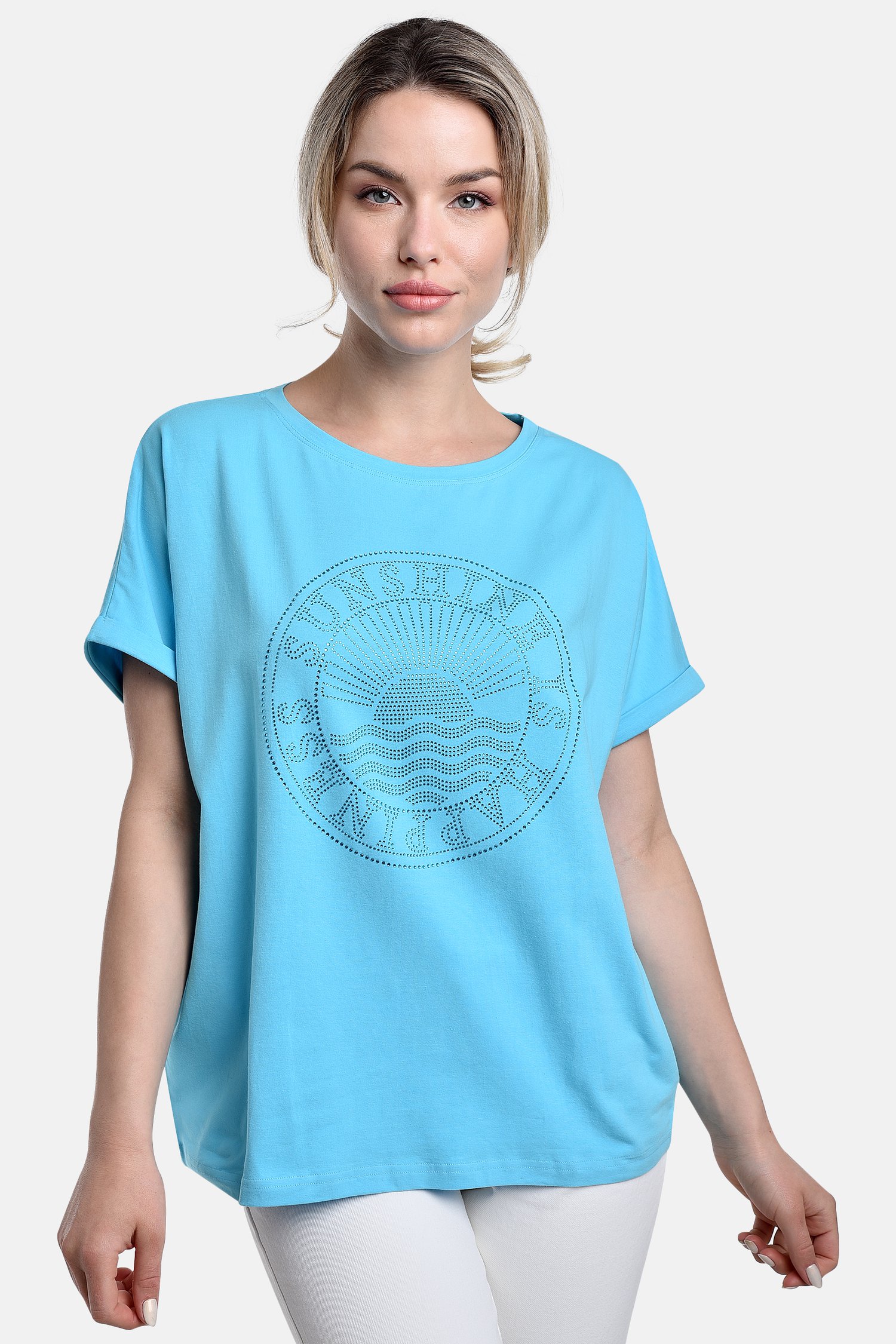 Blauw T-shirt met strass van Bicalla voor Dames