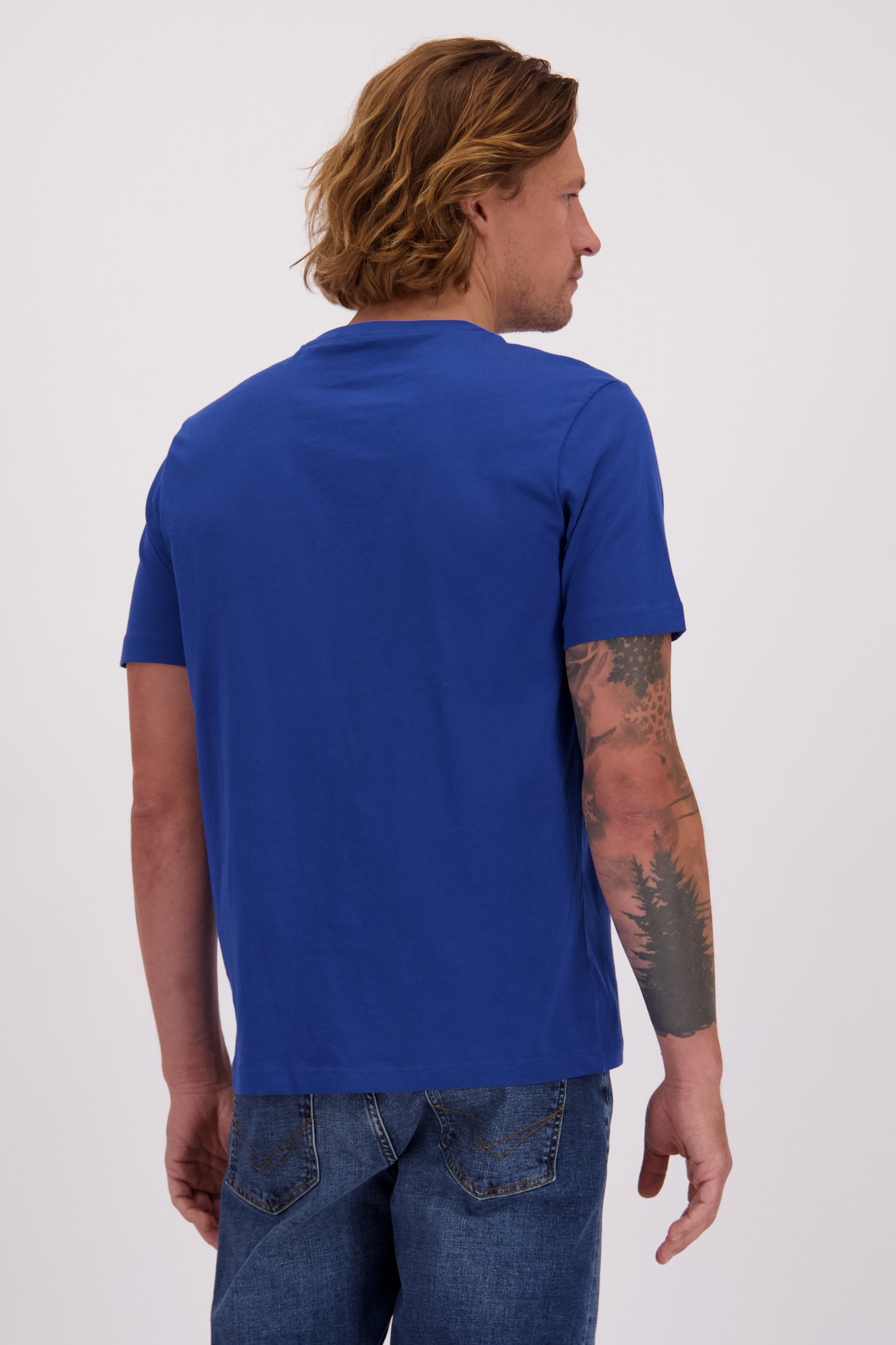 Achterkant van Blauw T-shirt met V-hals door Liberty Island voor Heren