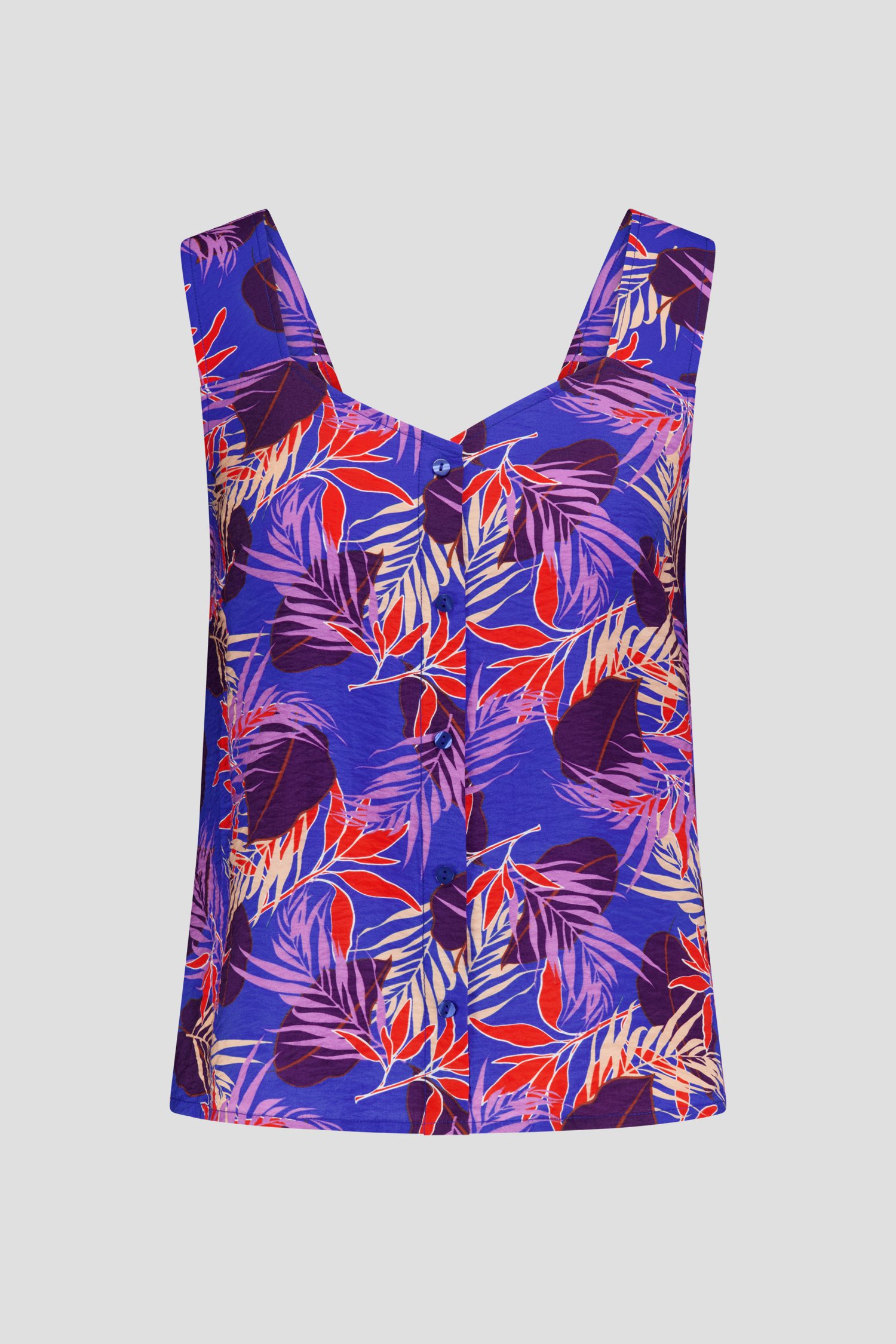 Blauw topje met bladerprint  van Libelle voor Dames