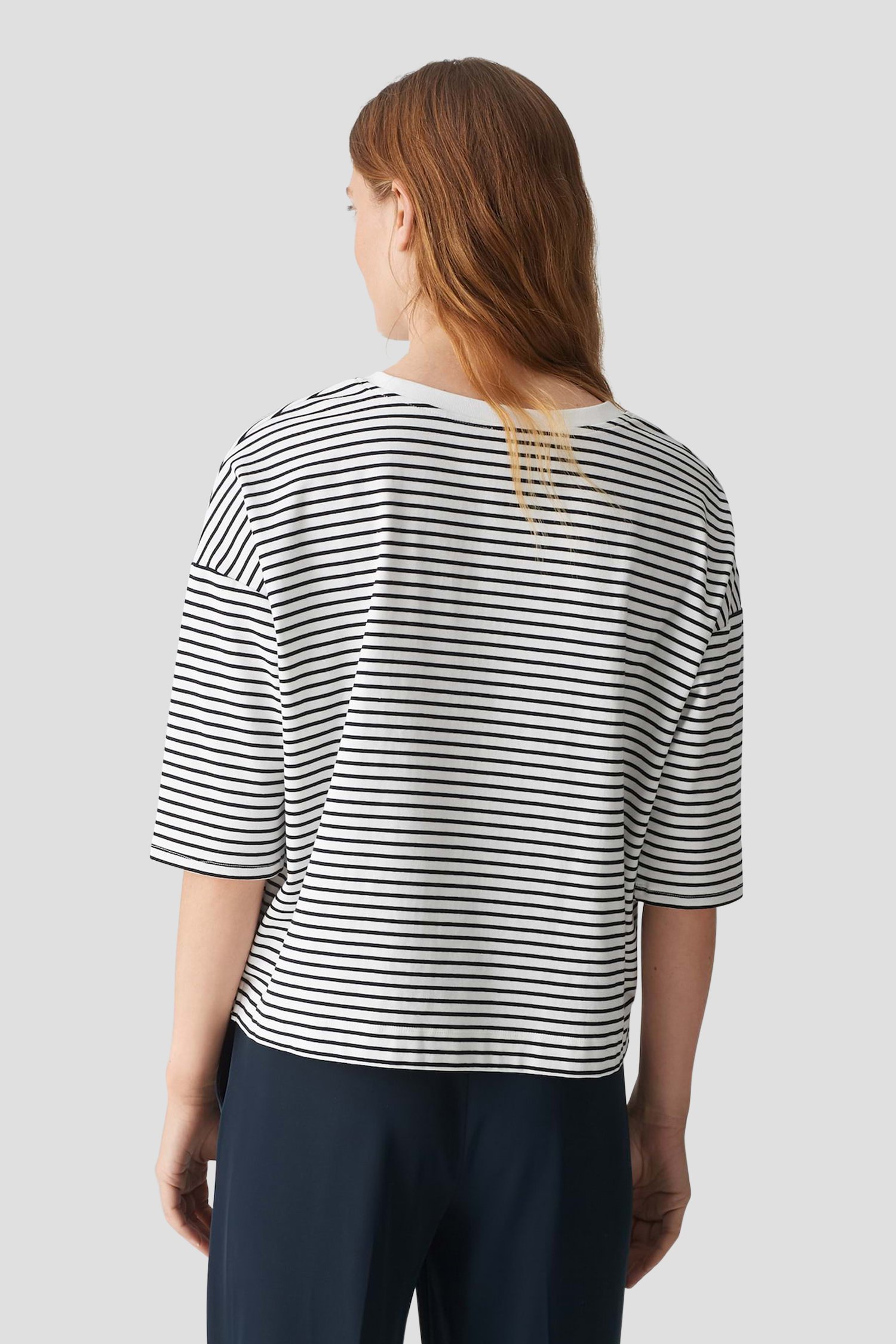 Blauw-wit gestreept T-shirt met 3/4-mouwen van Opus voor Dames