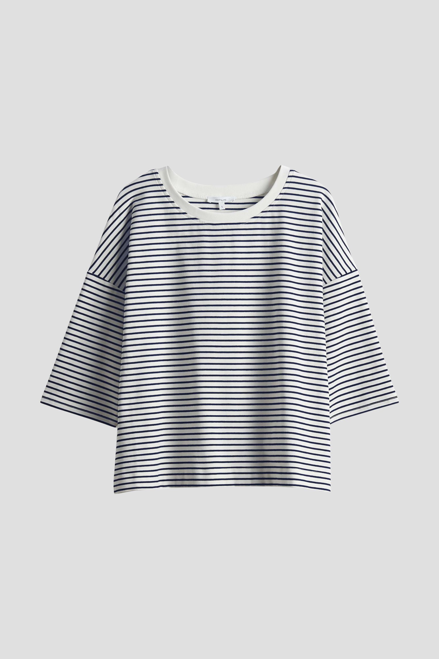 Blauw-wit gestreept T-shirt met 3/4-mouwen van Opus voor Dames