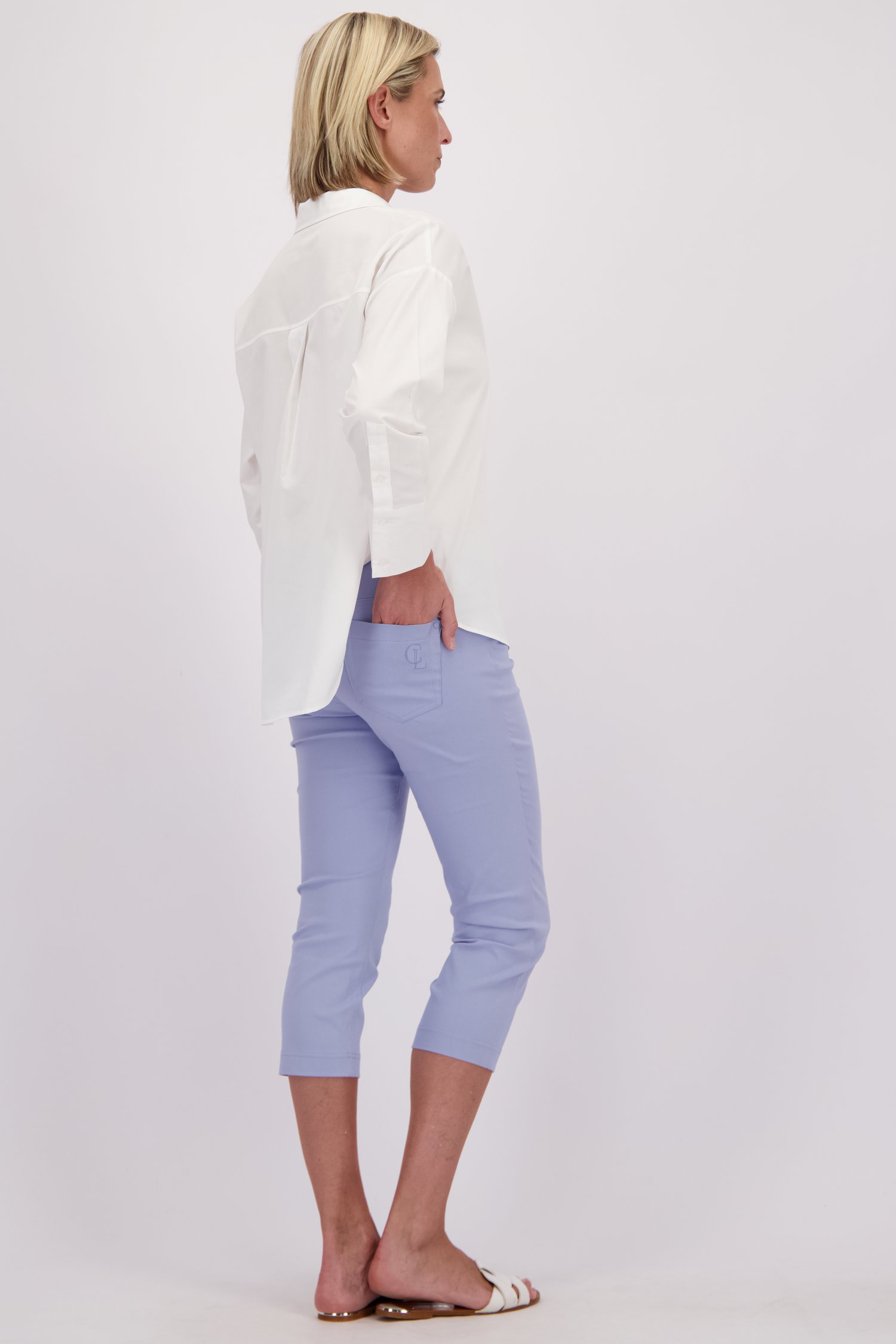 Achterkant van Blauwe 7/8 legging met jeanslook door Claude Arielle voor Dames