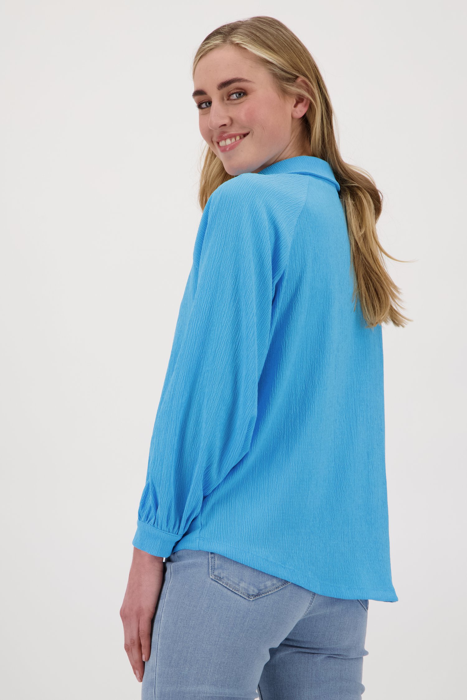 Blauwe blouse in lichte textuurstof van Liberty Island voor Dames