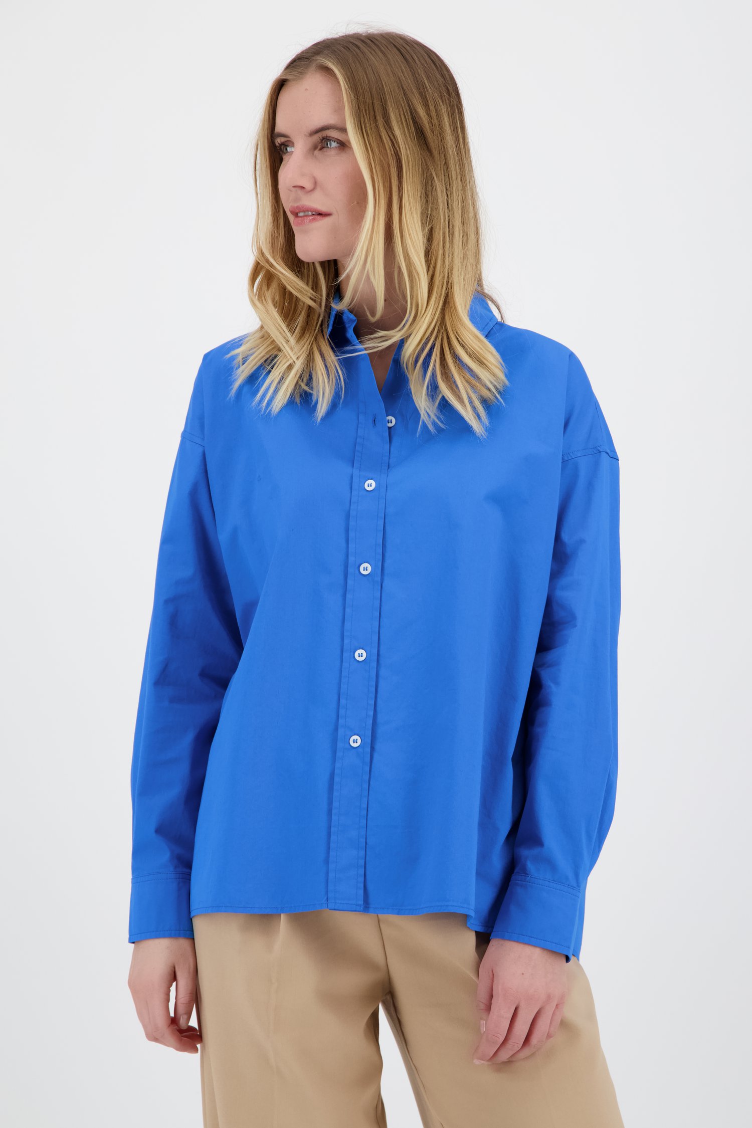 Blauwe blouse met losse fit van Opus 9819935 | e5
