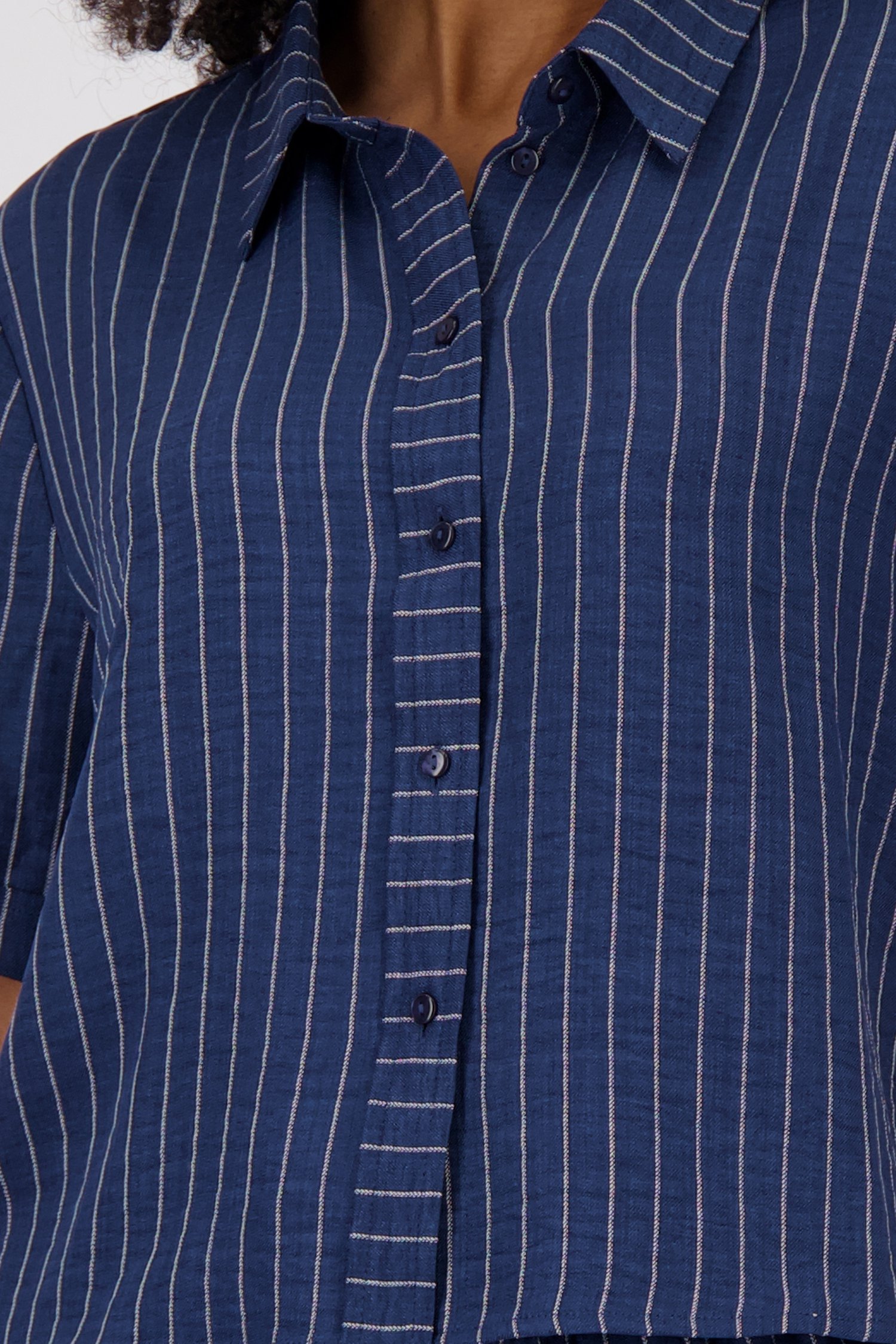 Blauwe blouse met wit gestreept motief van JDY voor Dames