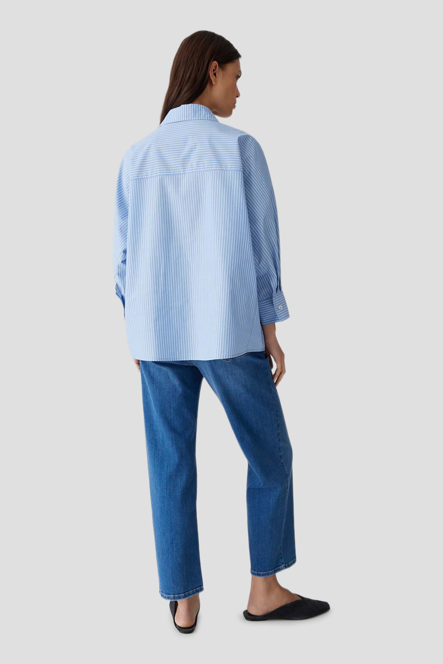 Achterkant van Blauwe blouse met witte strepen door Opus pants voor Dames