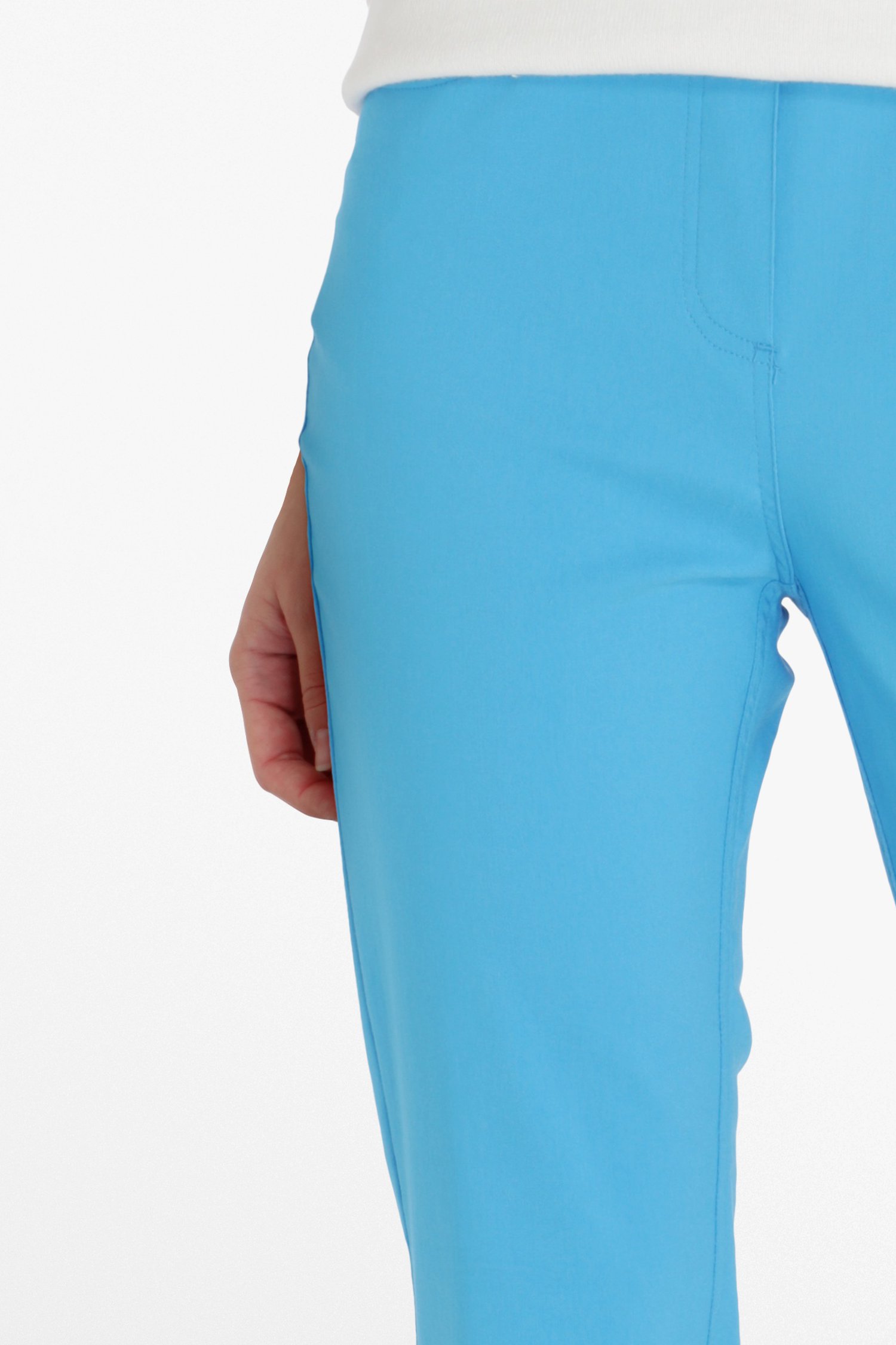 Blauwe broek met elastische taille - straight fit van Claude Arielle voor Dames