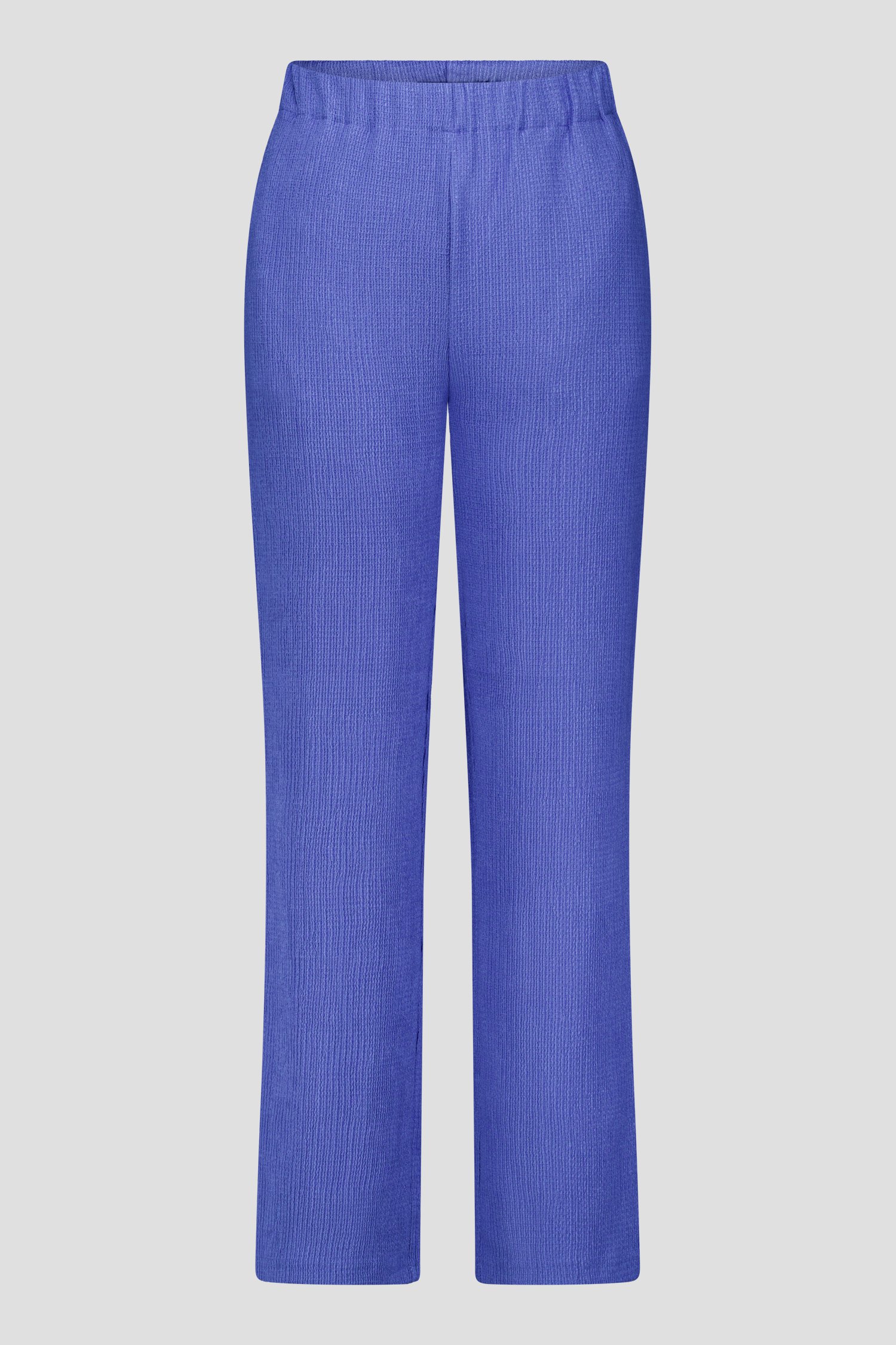 Blauwe broek met structuur en elastische taille van Claude Arielle voor Dames