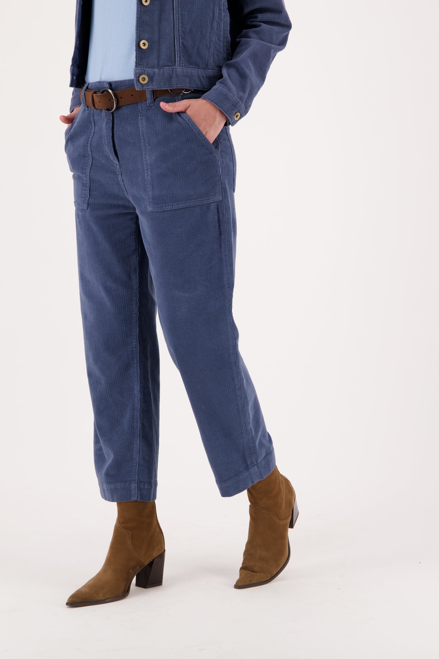 Blauwe corduroy broek - straight fit van Libelle voor Dames
