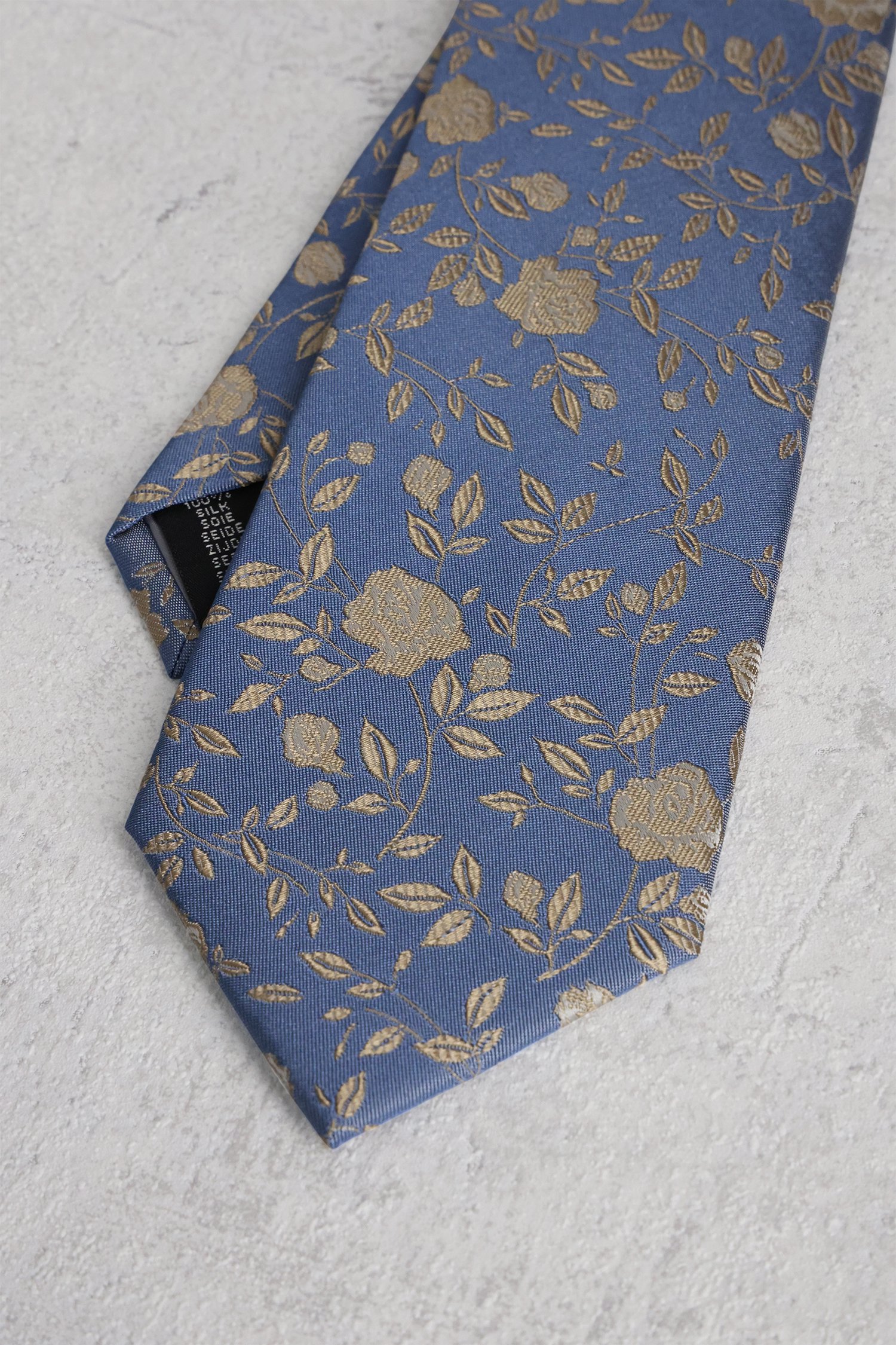 Blauwe das met beige bloemenmotief van Liberty Island voor Heren