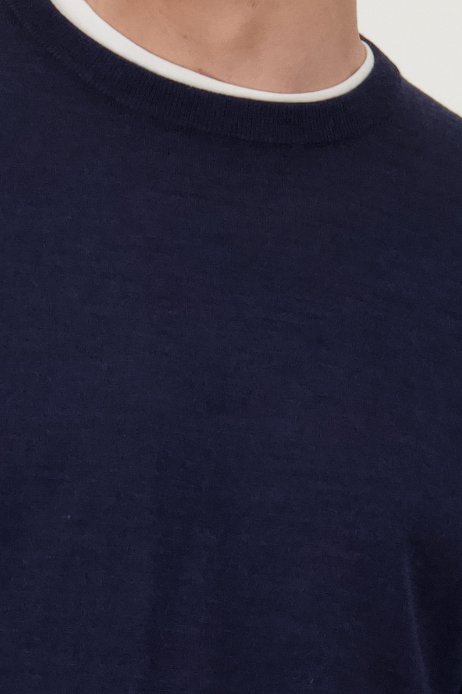 Blauwe fijn gebreide trui met ronde hals van Dansaert Black voor Heren