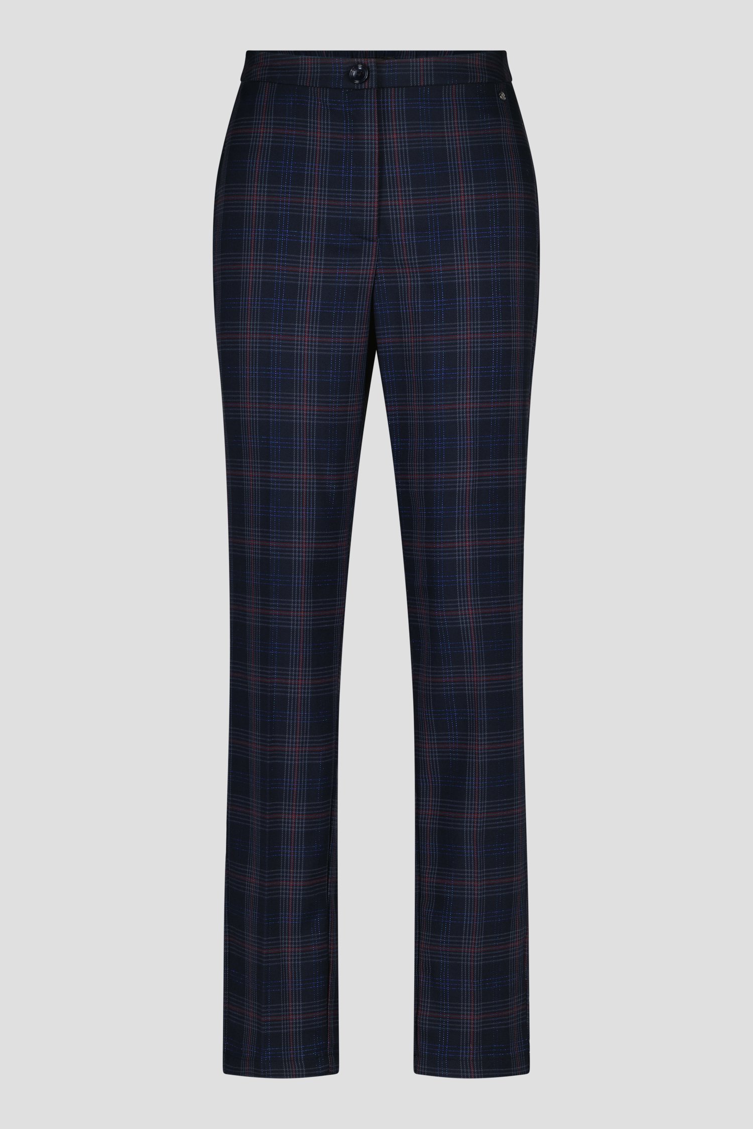 Blauwe geklede broek met fijn geruit patroon van Claude Arielle voor Dames