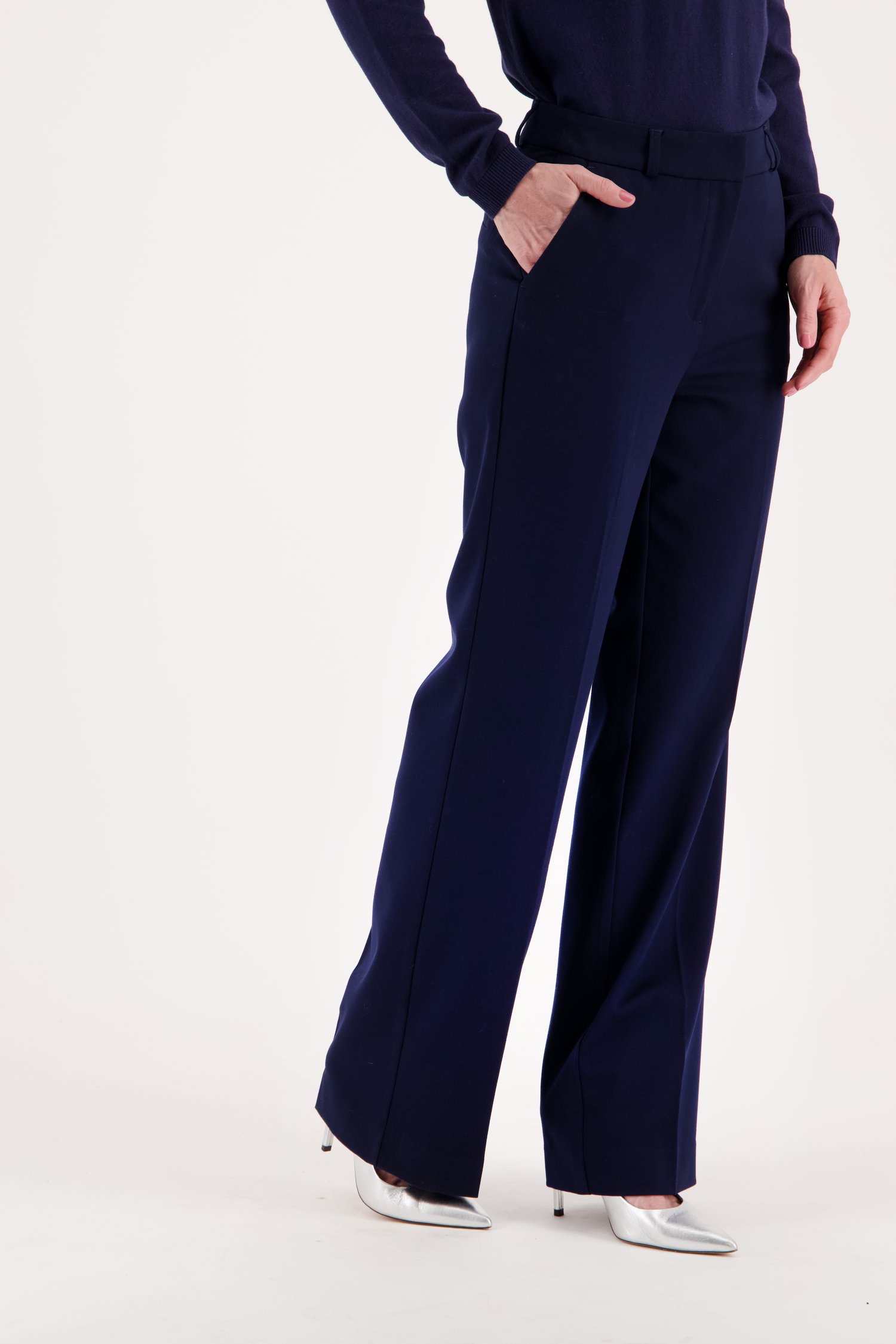 Blauwe broek - straight fit van D'Auvry | 6781916 | e5