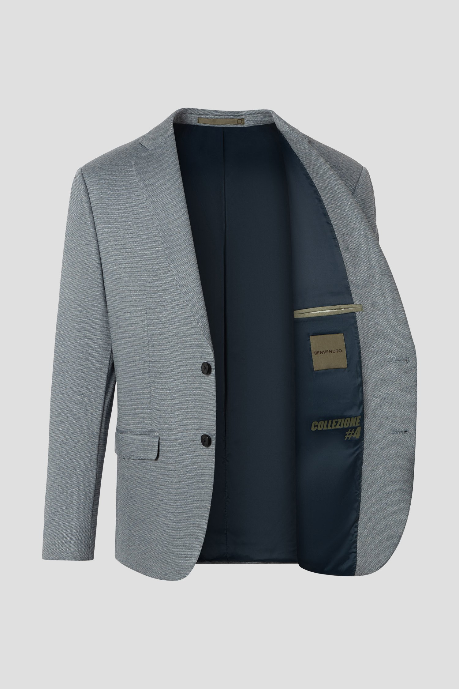 Productfoto 2 van Blauwe gemêleerde kostuumvest door Benvenuto voor Heren