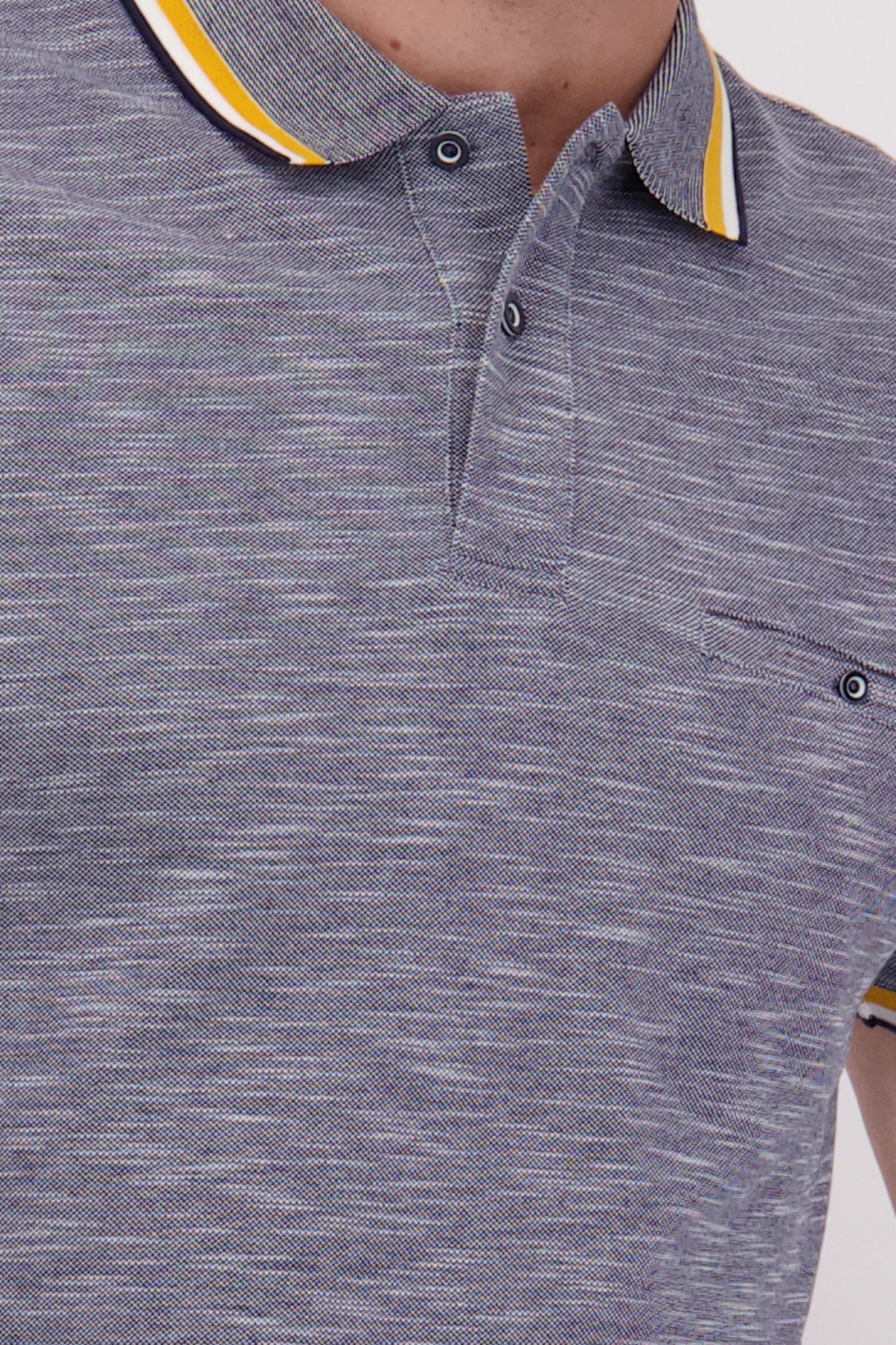 Blauwe gemêleerde polo met geel accent van Dansaert Blue voor Heren