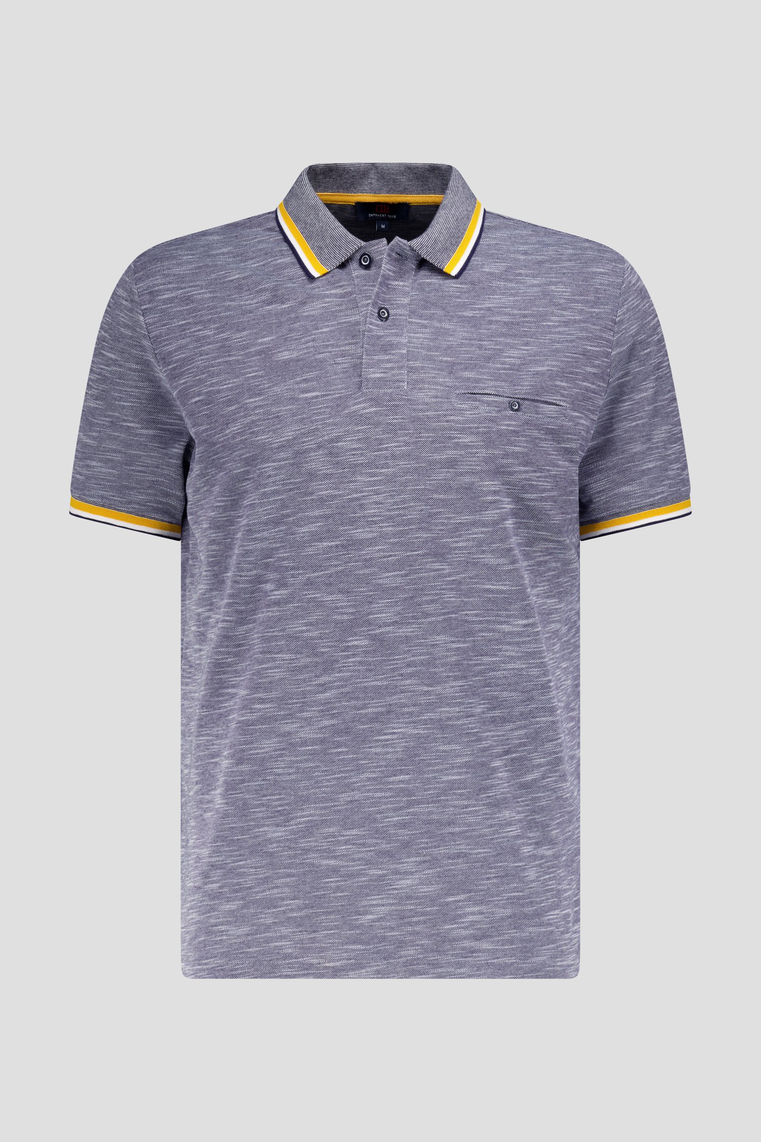 Blauwe gemêleerde polo met geel accent van Dansaert Blue voor Heren