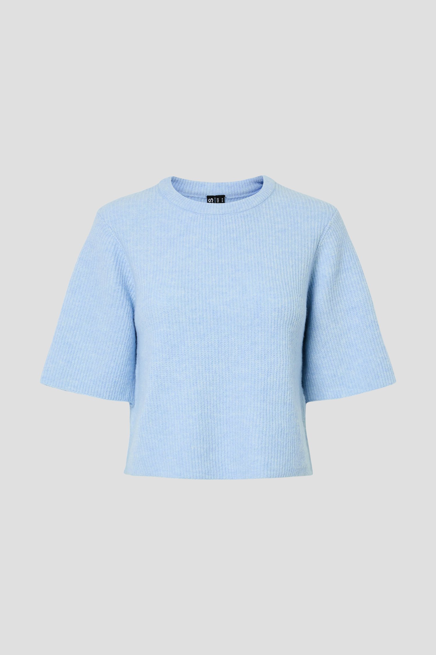 Productfoto 1 van Blauwe gemêleerde trui met wol door Pieces voor Dames