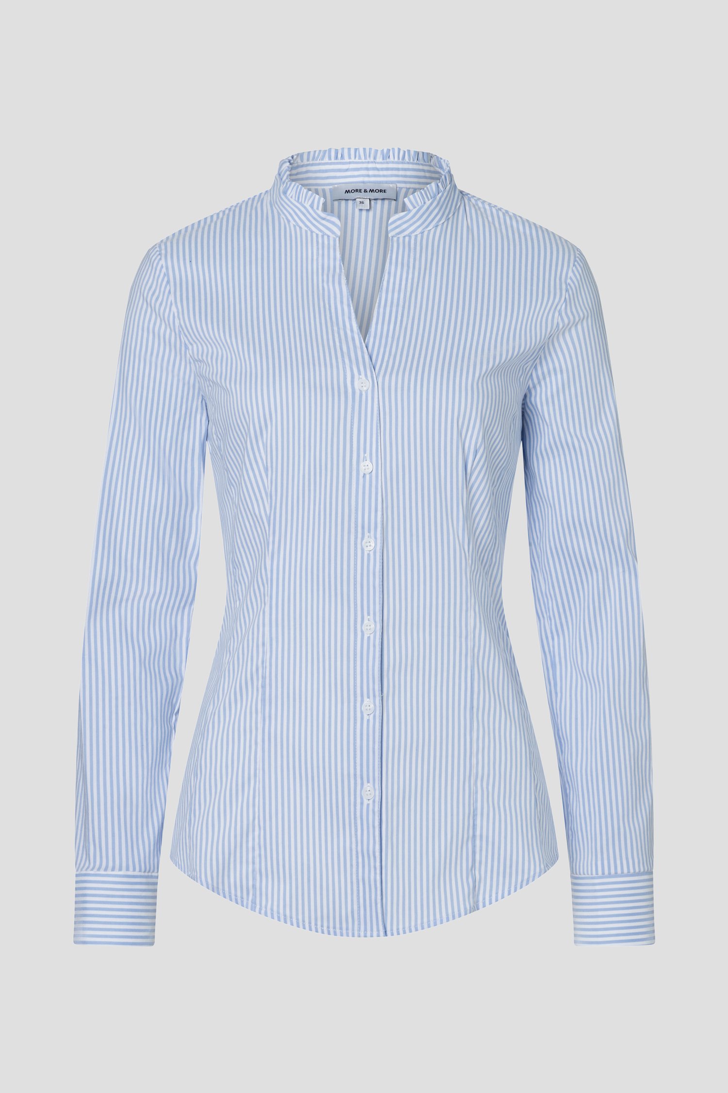 Productfoto 1 van Blauwe gestreepte blouse met lange mouwen door More & More voor Dames