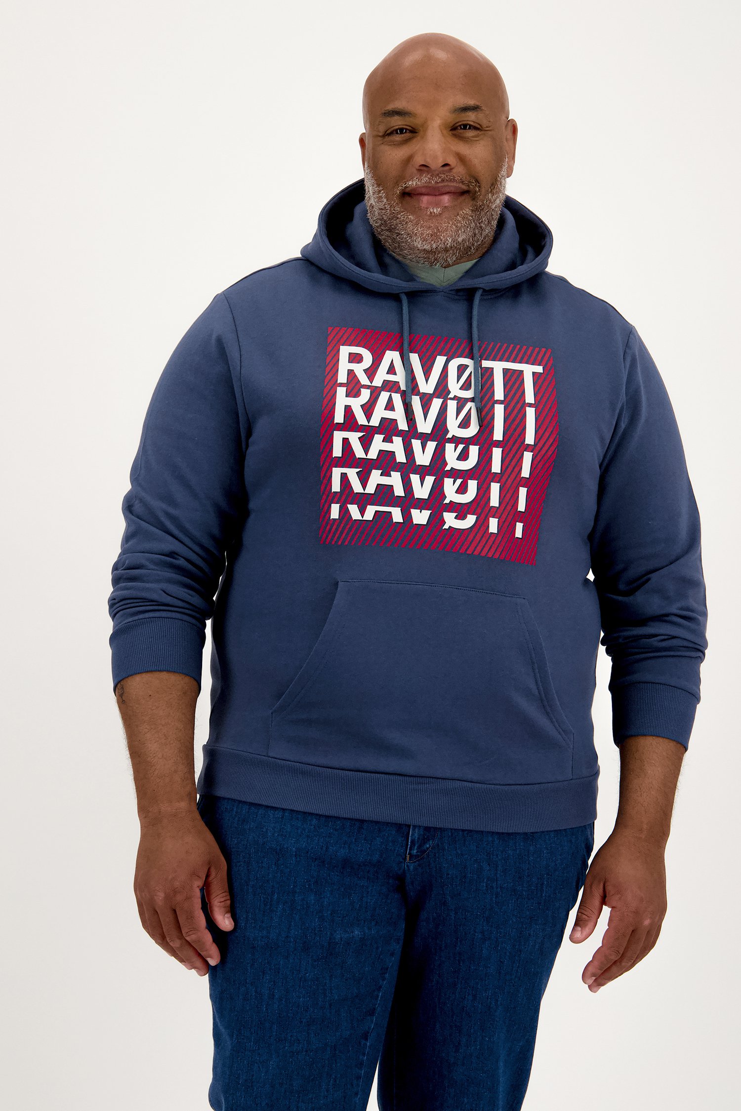 Blauwe hoodie met opdruk van Ravøtt voor Heren