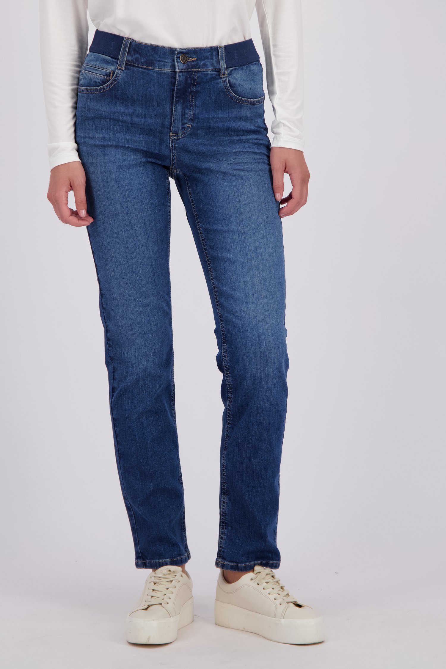 Voorkant van Blauwe jeans met elastische tailleband - Slim fit  door Angels voor Dames