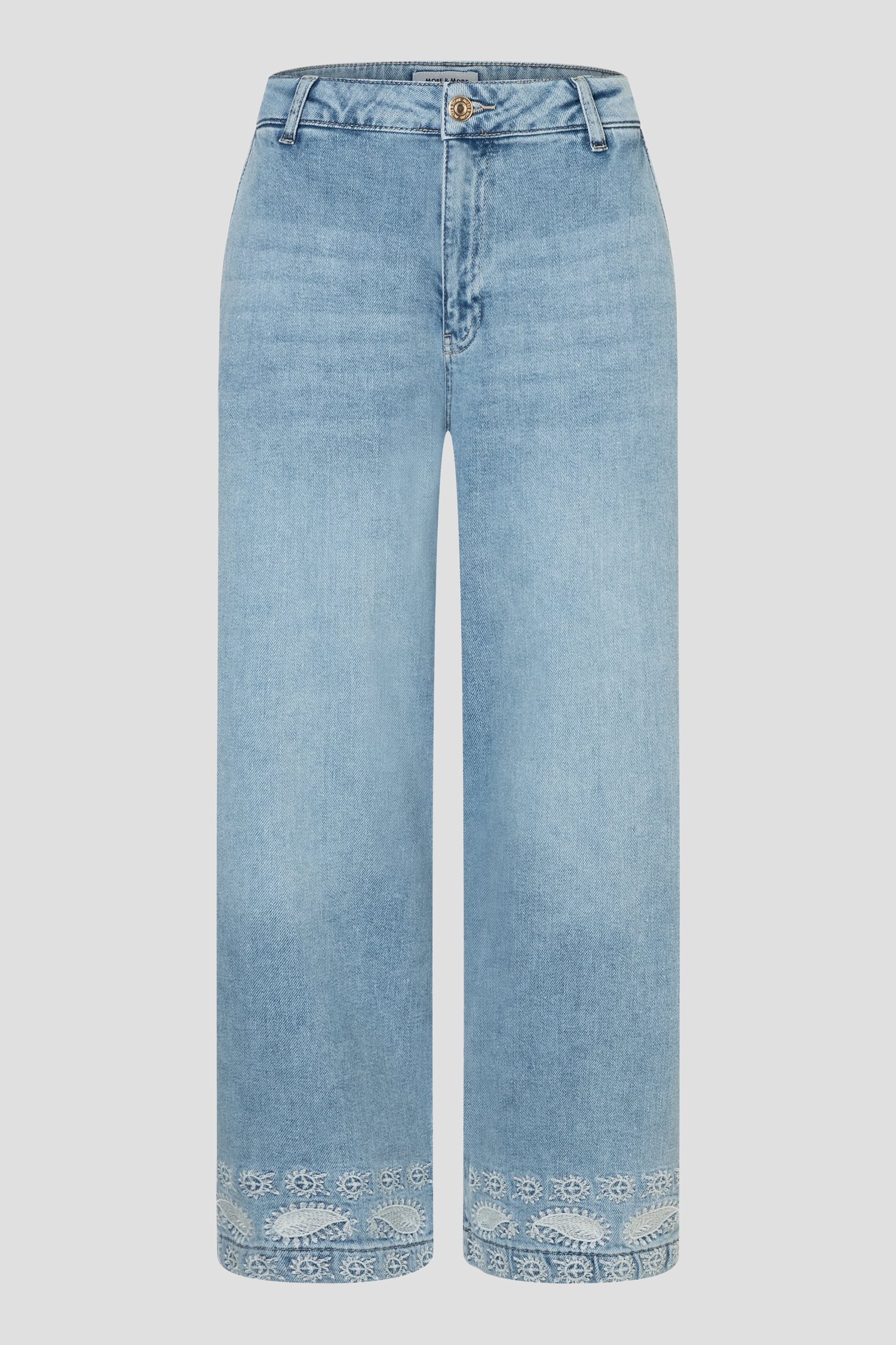 Blauwe jeans met geborduurde zoom| 8008560 | Broeken voor dames grote ...