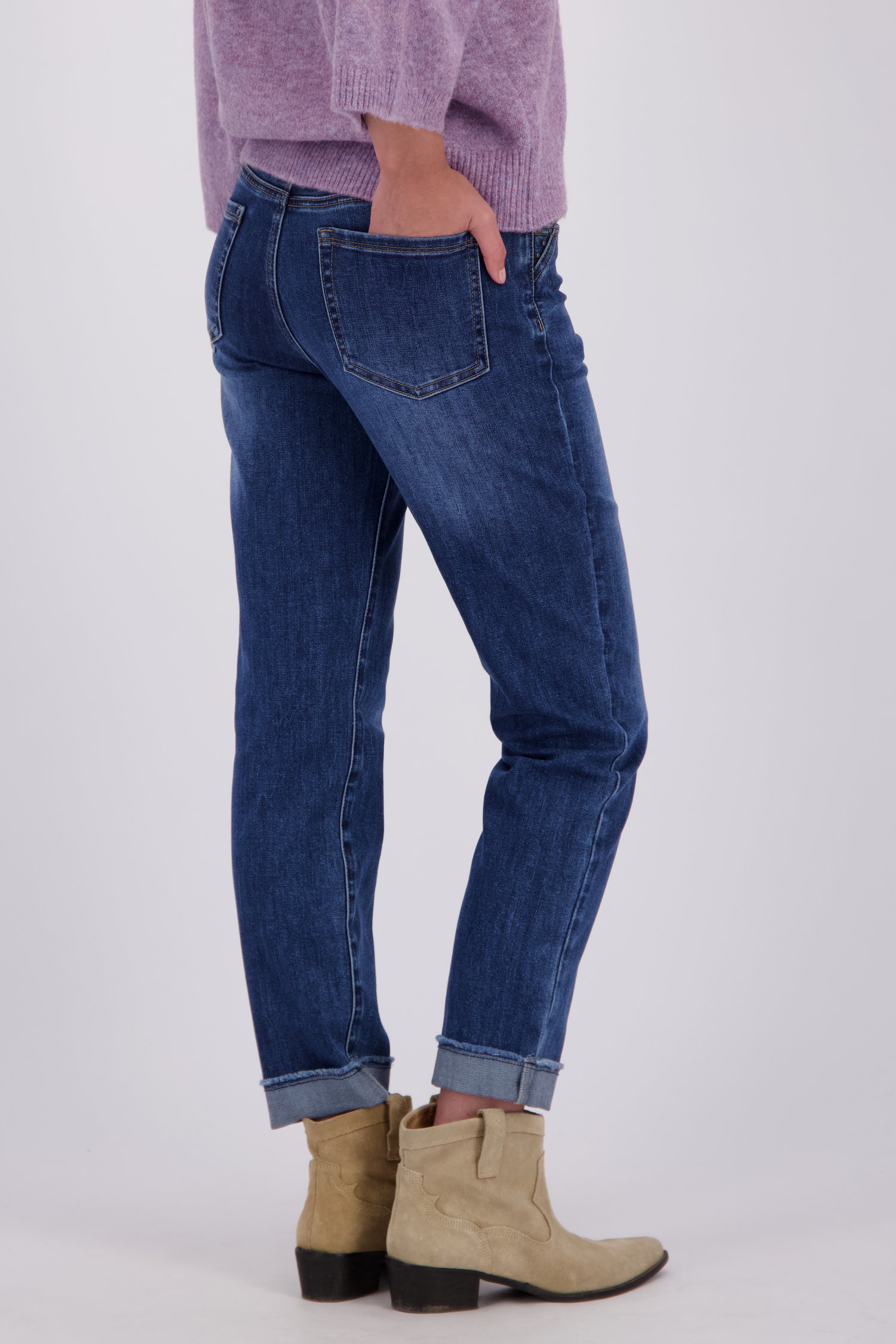 Achterkant van Blauwe jeansbroek - straight fit door Geisha voor Dames
