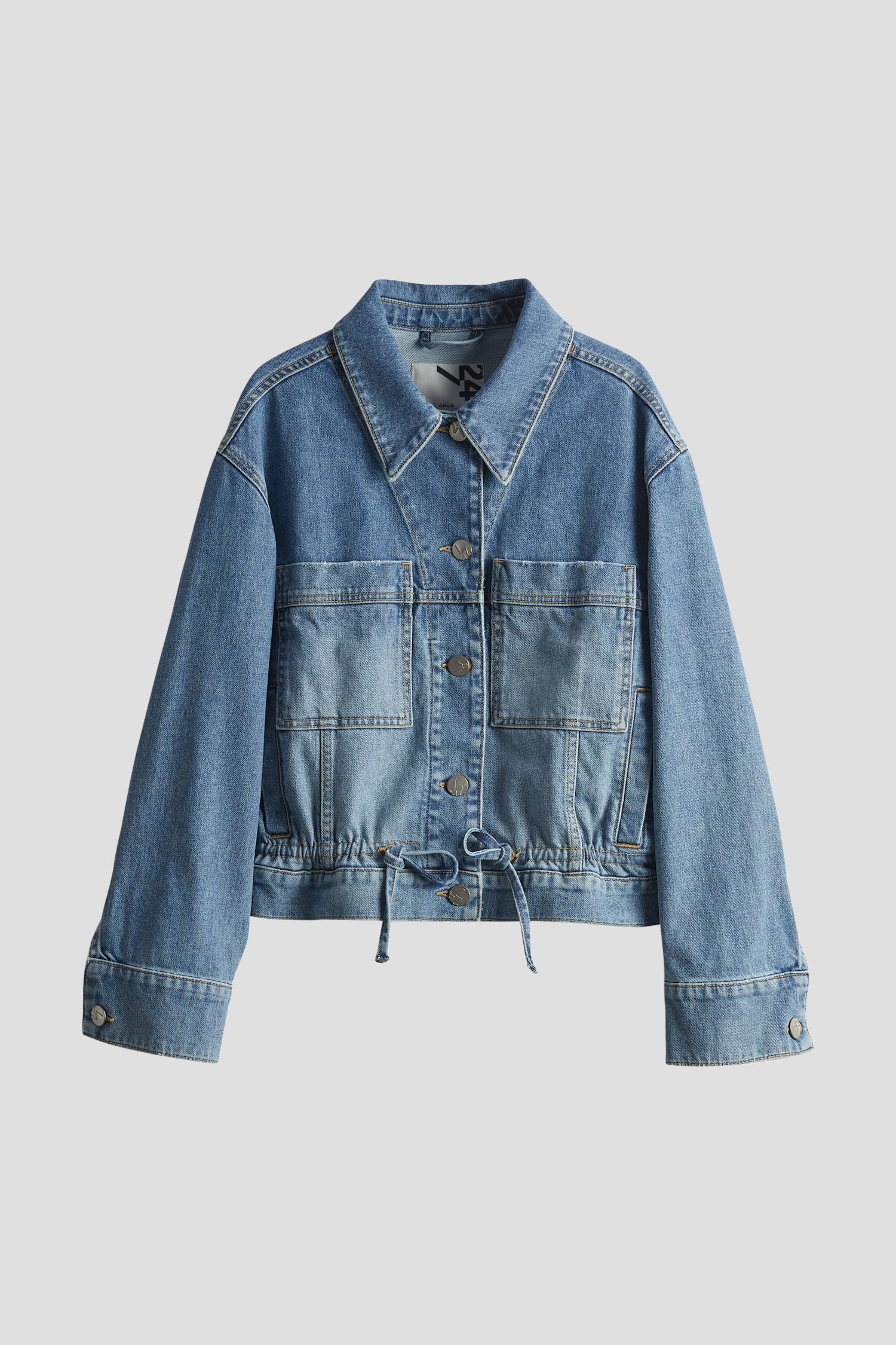 Blauwe jeansvest met koord in de zoom van Opus voor Dames