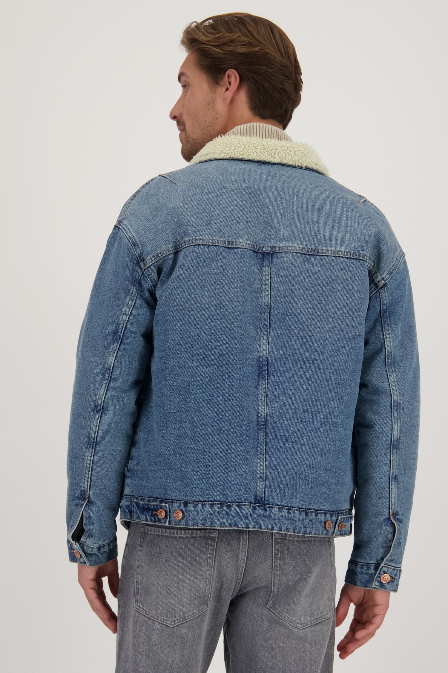 Blauwe jeansvest met teddy van ONLY & SONS voor Heren