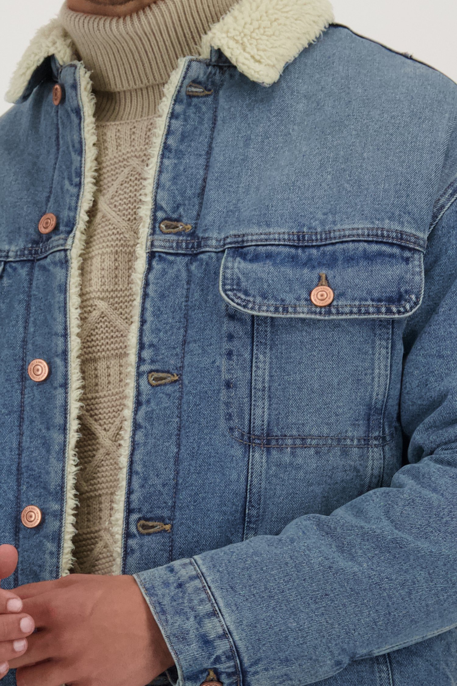 Blauwe jeansvest met teddy van ONLY & SONS voor Heren