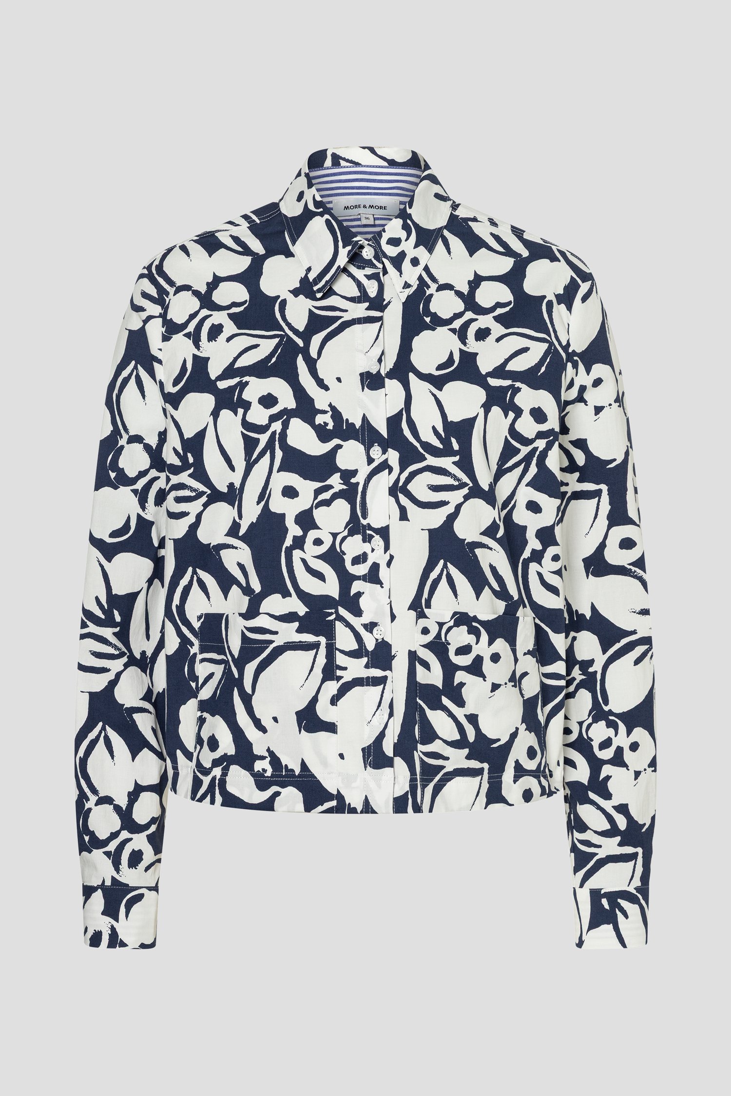 Productfoto 1 van Blauwe katoenen blouse met bloemenprint door More & More voor Dames